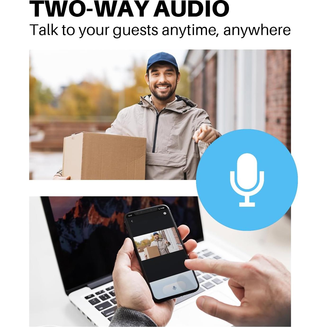 Cámara Timbre Video Inalámbrica Eaula J4 2K con IA y Visión Nocturna