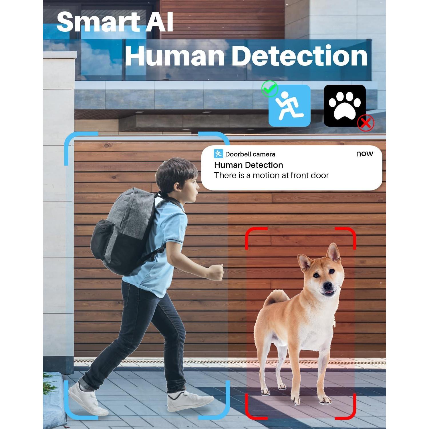 Cámara Timbre Video Inalámbrica Eaula J4 2K con IA y Visión Nocturna