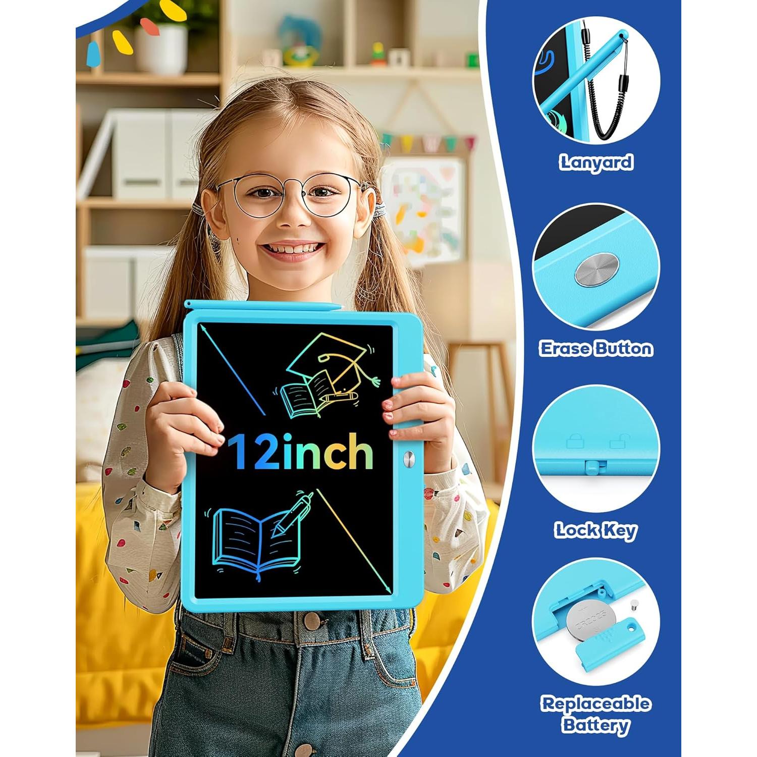 Bravokids Tableta de Escritura LCD 30.5 cm Azul para Niños