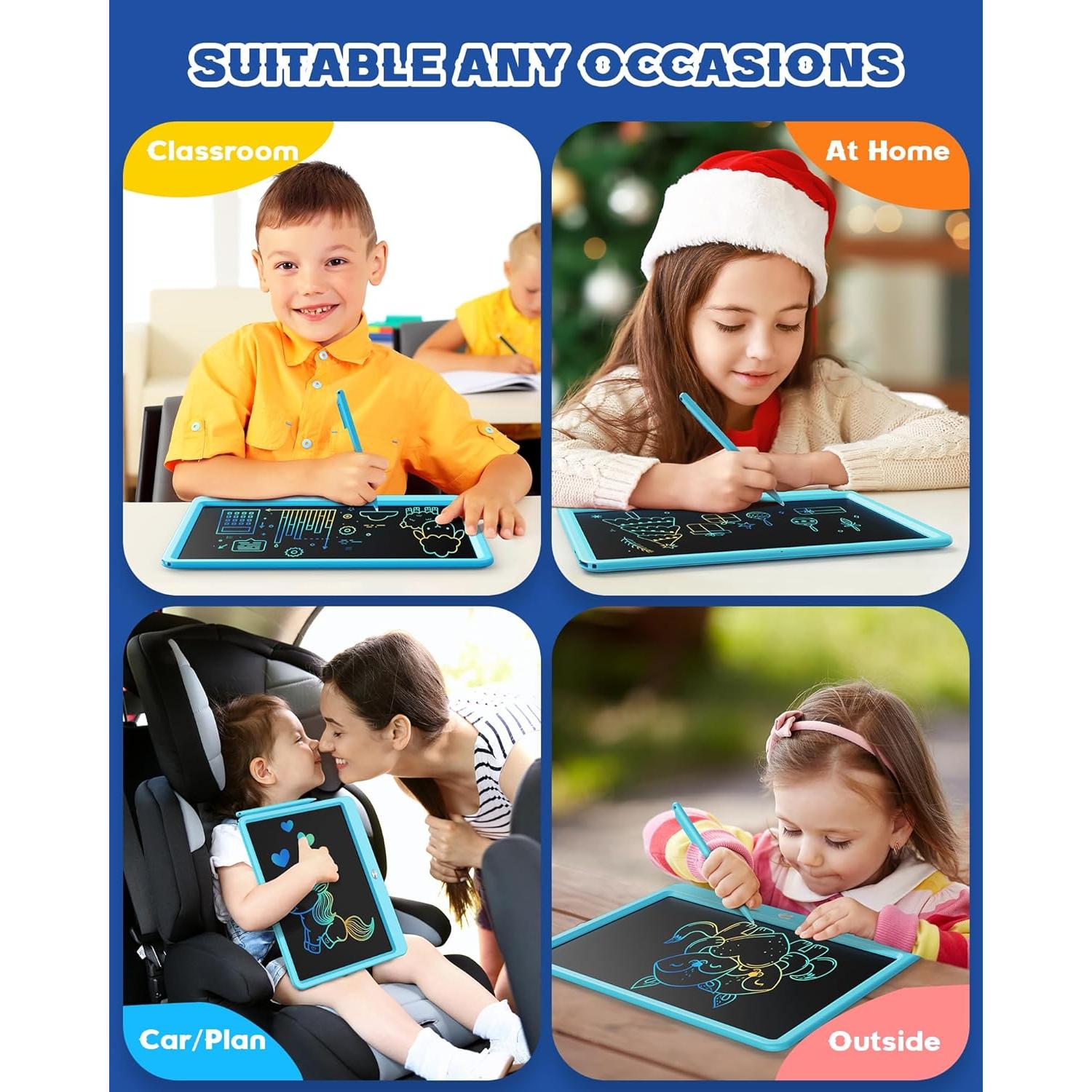 Bravokids Tableta de Escritura LCD 30.5 cm Azul para Niños