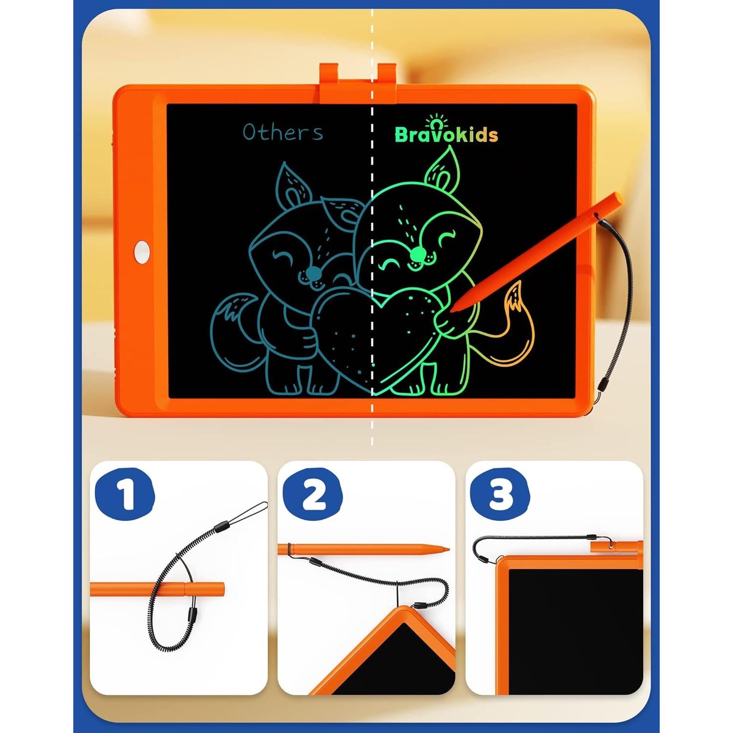 Tableta de Escritura LCD Bravokids 10" Naranja para Niños