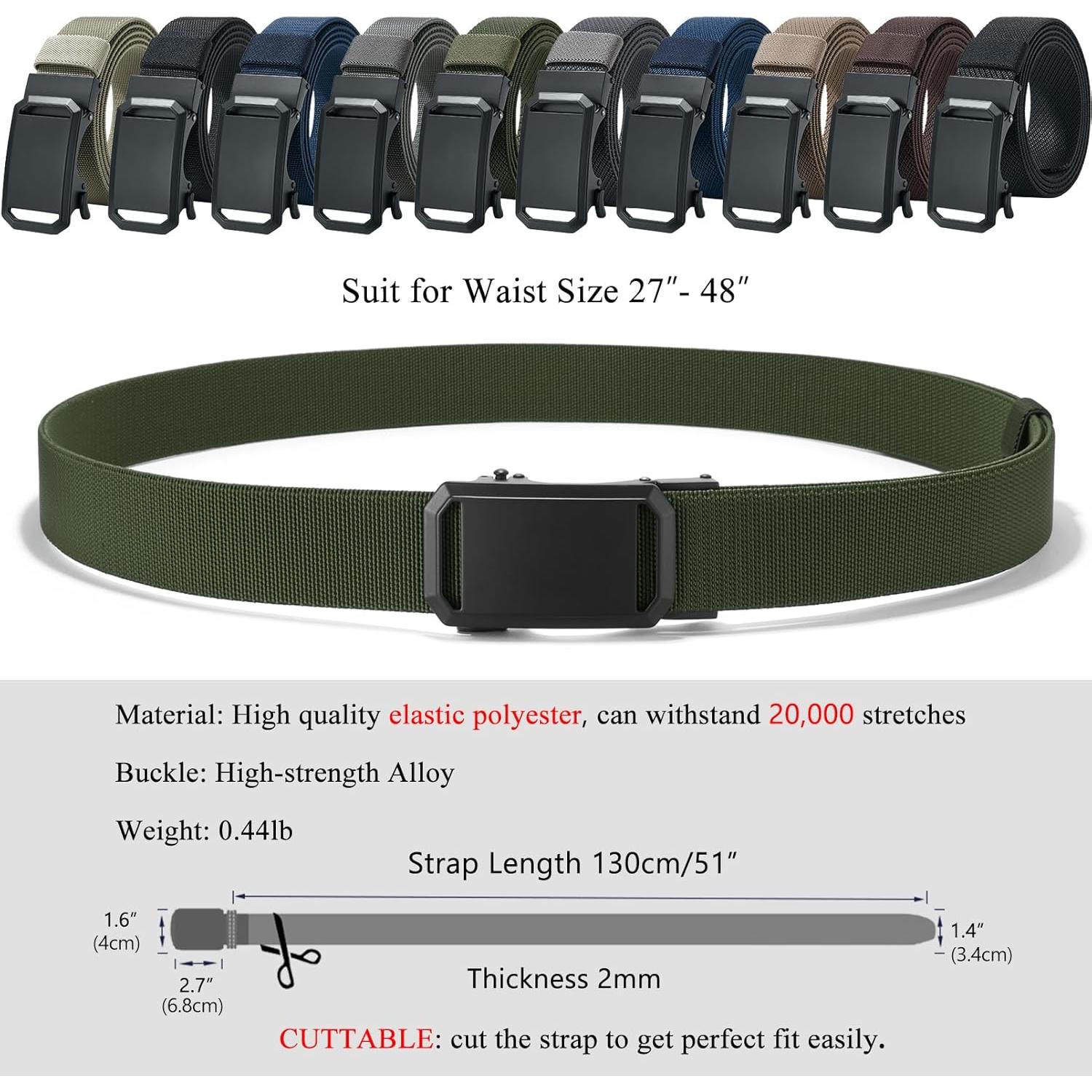 Cinturón Elástico Ratchet LionVII Verde Militar 1.5"