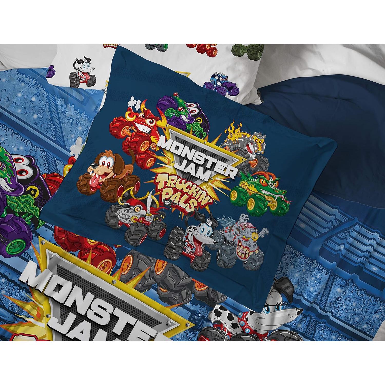 Conjunto de Cama Twin 5 Piezas Monster Jam - Edredón y Sábanas