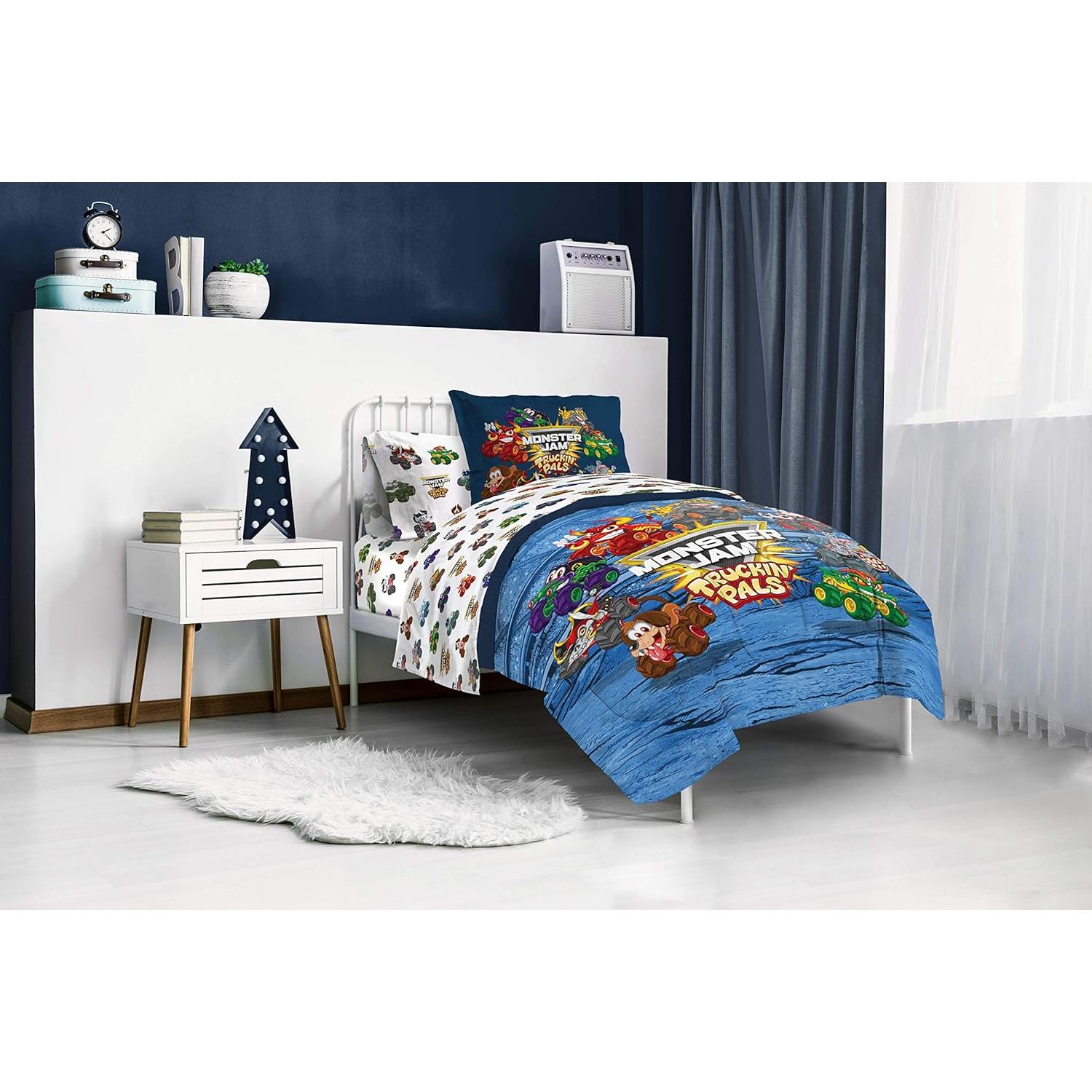 Conjunto de Cama Twin 5 Piezas Monster Jam - Edredón y Sábanas