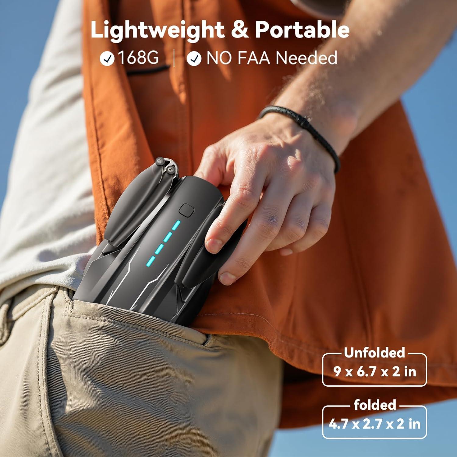 Drone MCJDHJJ con cámara 1080P HD FPV, plegable y RTF