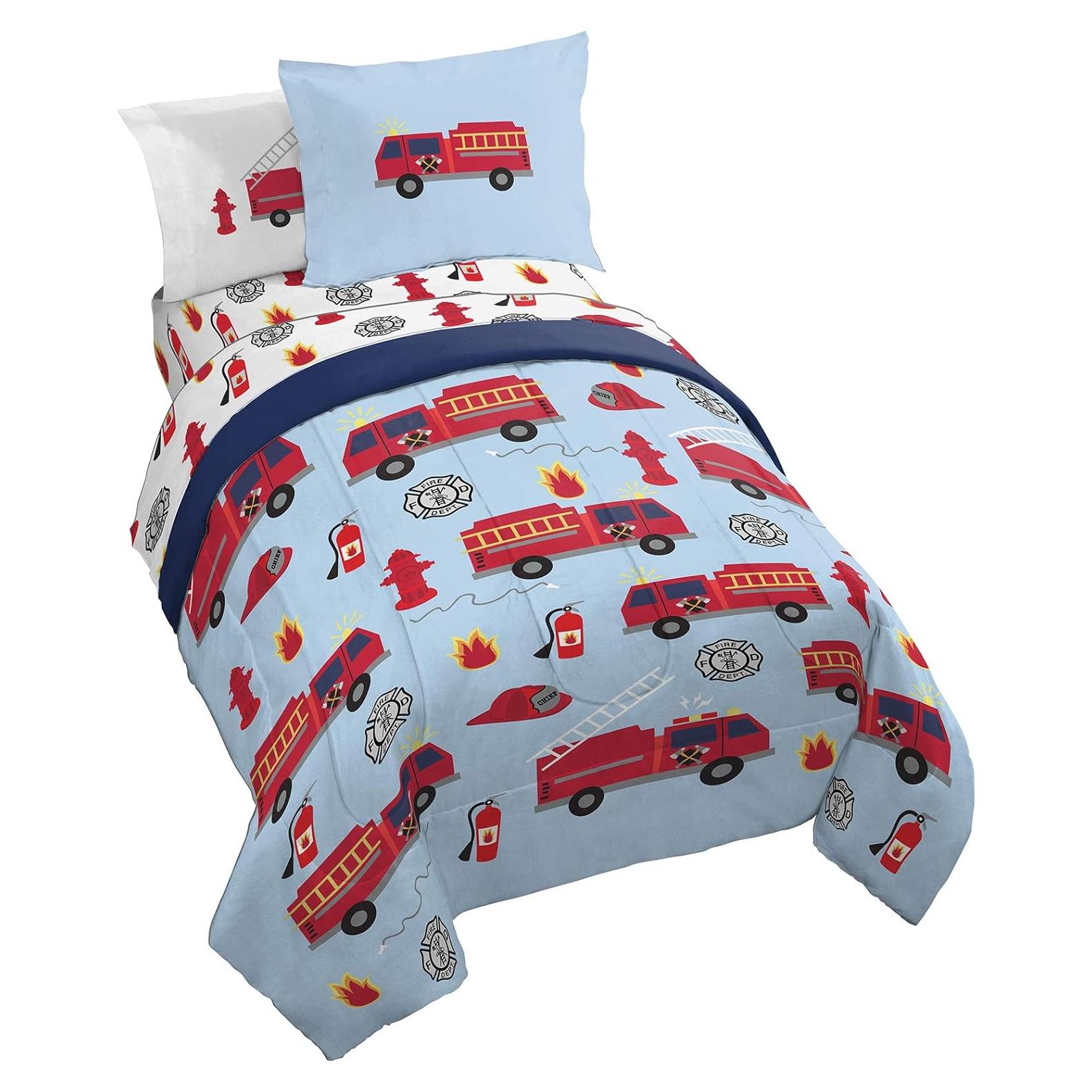 Juego de Cama Individual Jay Franco Camión de Bomberos 5 Piezas