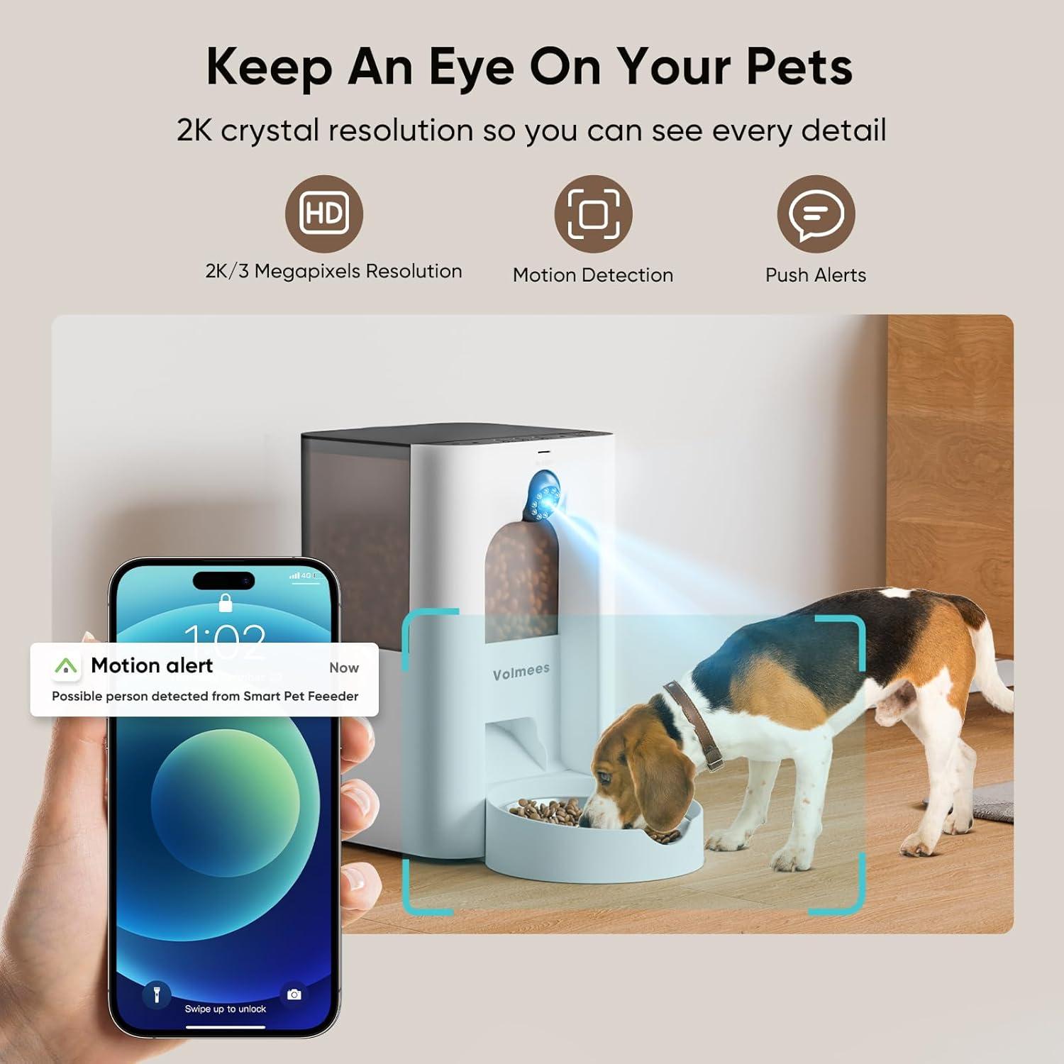 Comedero Automático Volmees para Gatos y Perros 4L WiFi