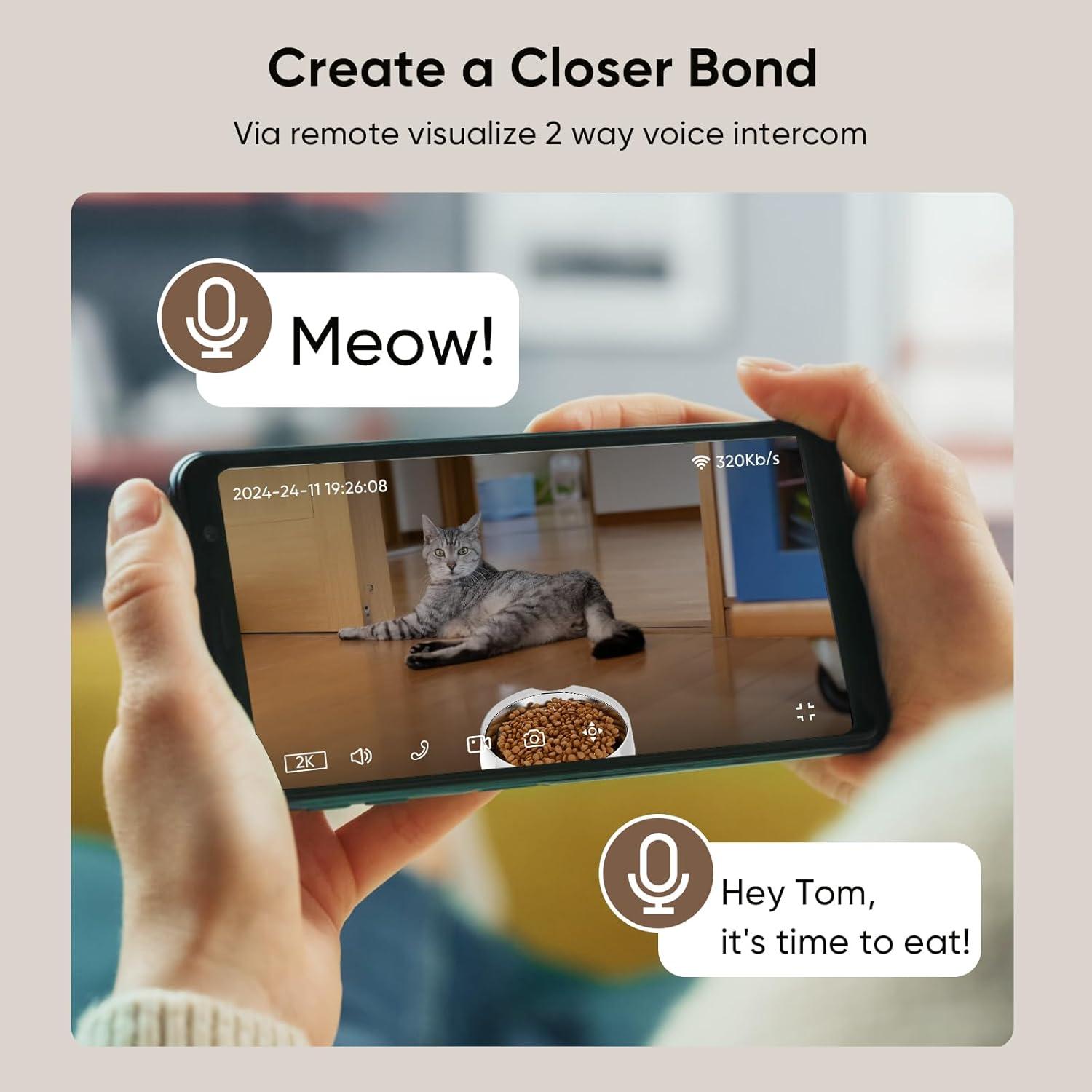 Comedero Automático Volmees para Gatos y Perros 4L WiFi