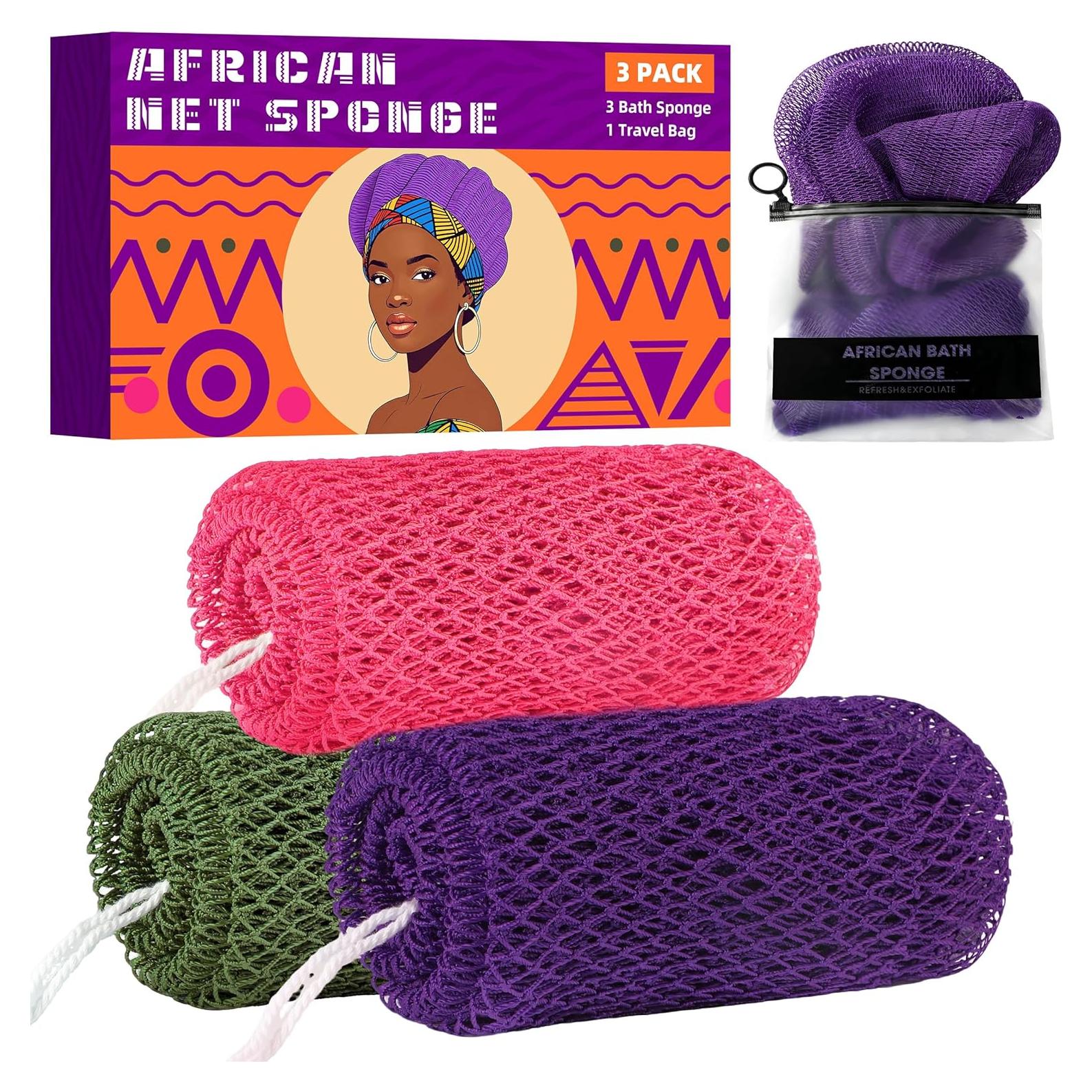 Esponja de Red Africana BHYTAKI - 3 Piezas Exfoliantes