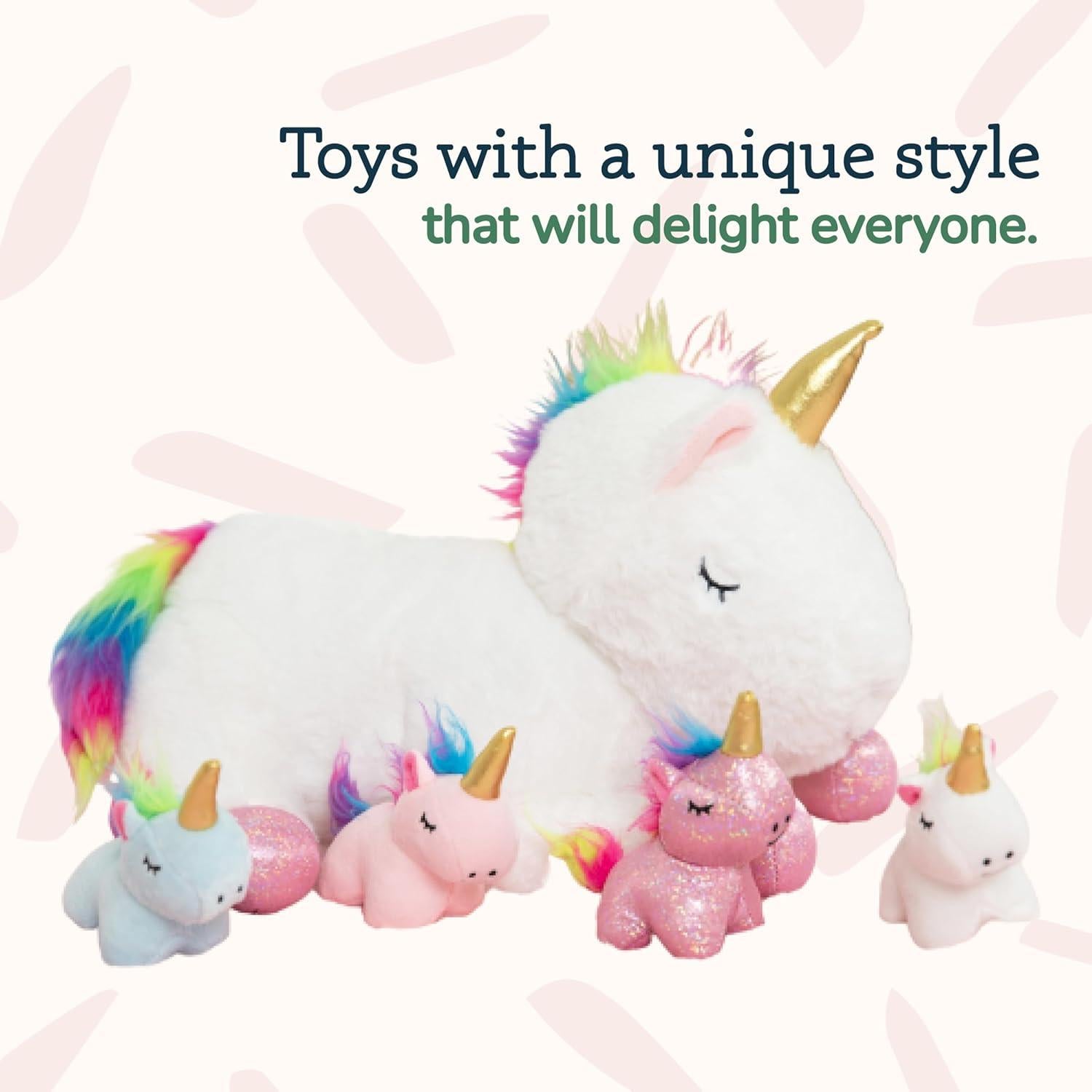PixieCrush Set de 5 Juguetes de Peluche Unicornio Gigante
