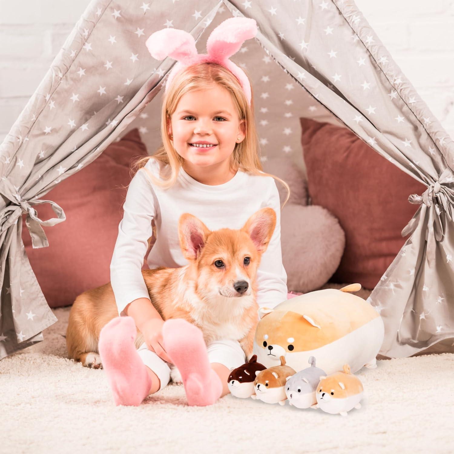 Juguete de Peluche PixieCrush Shiba Inu y 4 Cachorros