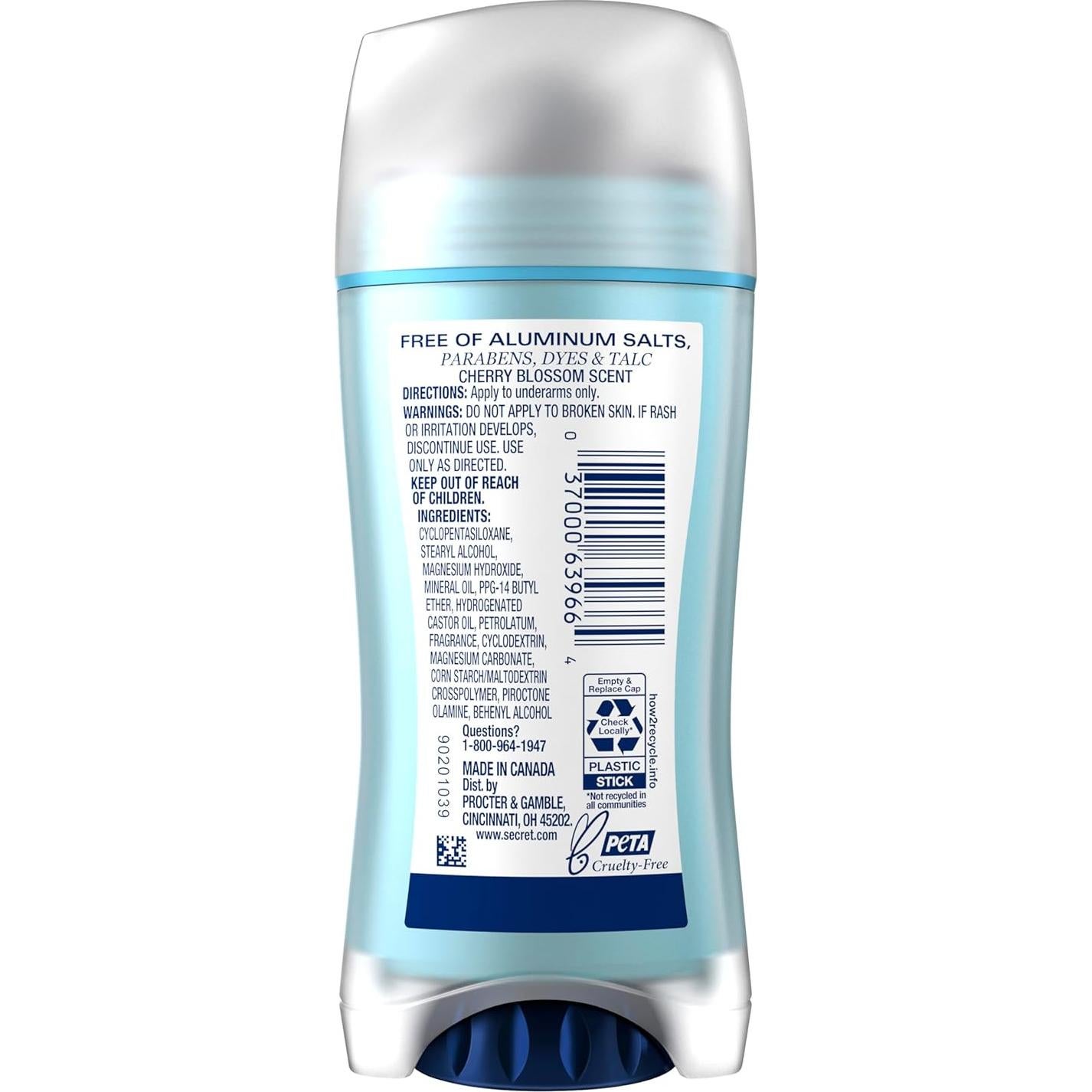 Desodorante Sin Aluminio Secret Mujer 68g Aroma Flor de Cerezo