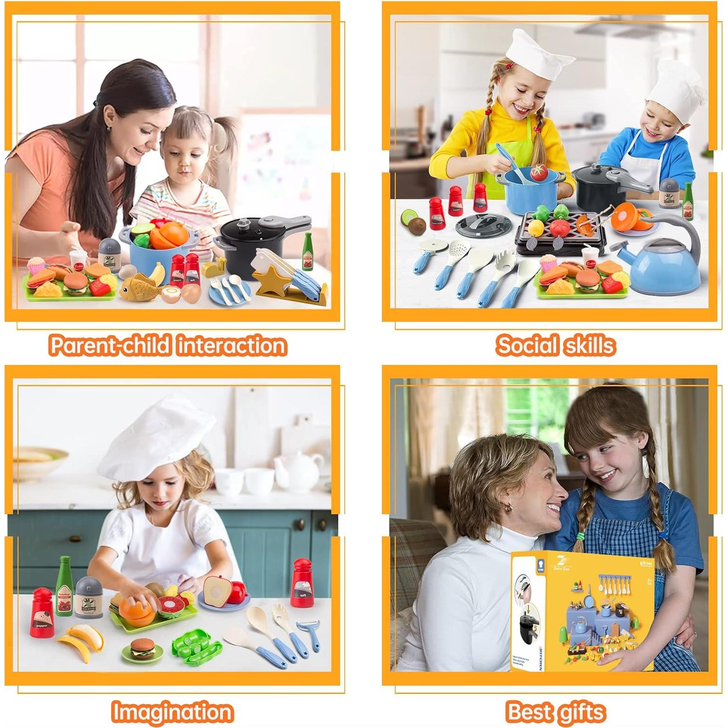Juego de Cocina Infantil 105 Piezas Zero Zoo Azul