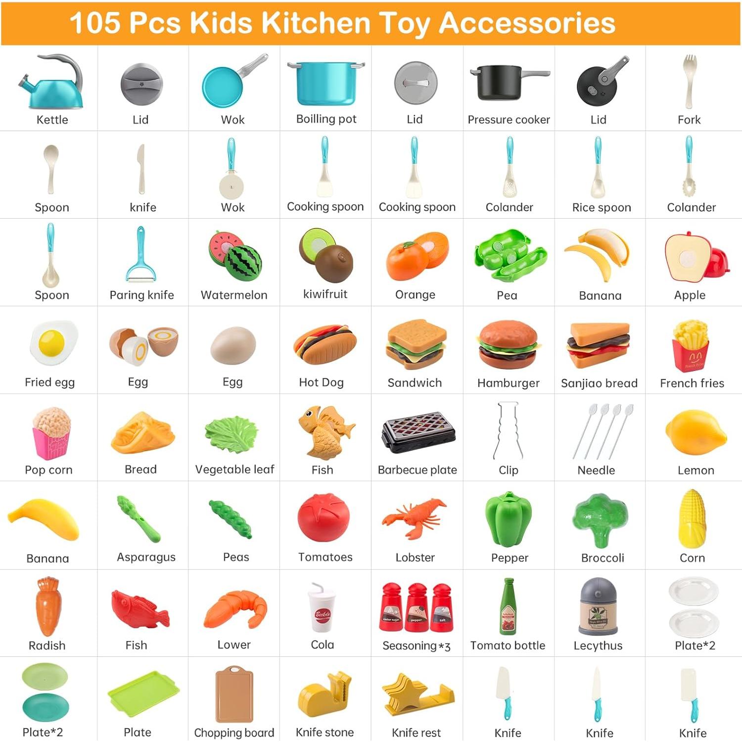 Juego de Cocina Infantil Zero Zoo 105 Piezas Turquesa