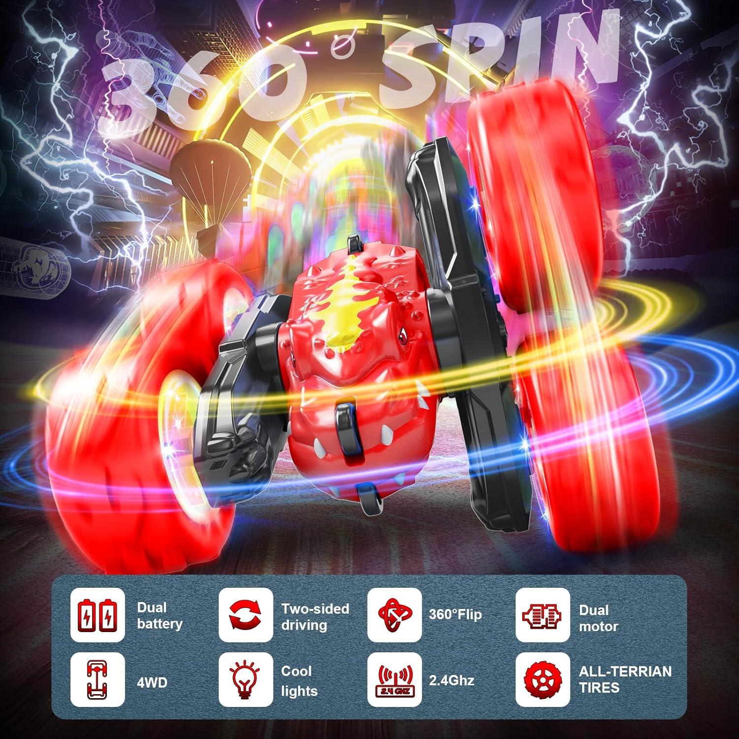 Coche RC Dinosaurio MOBI ONE 360° Doble Lado Rojo