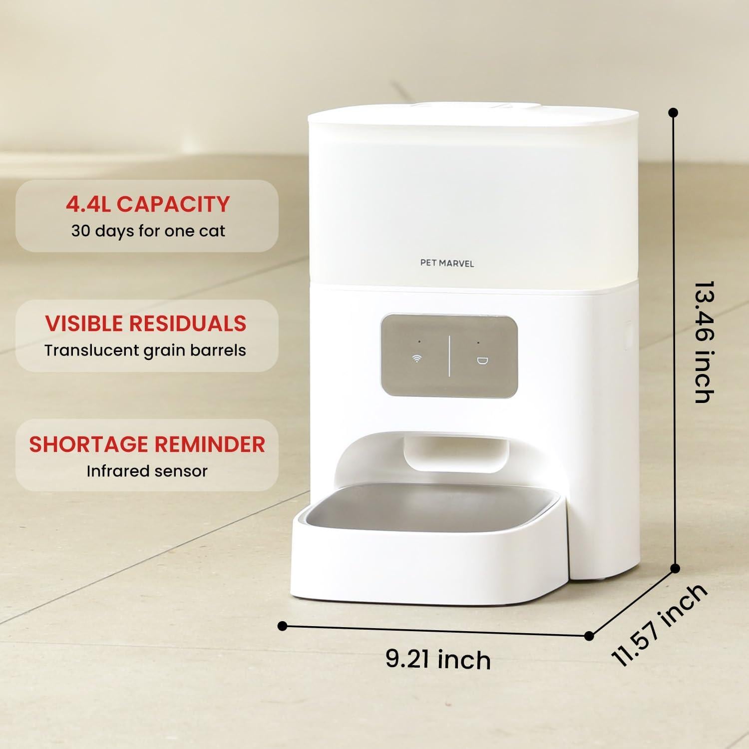 Comedero Automático PET MARVEL 4.4L para Gatos y Perros