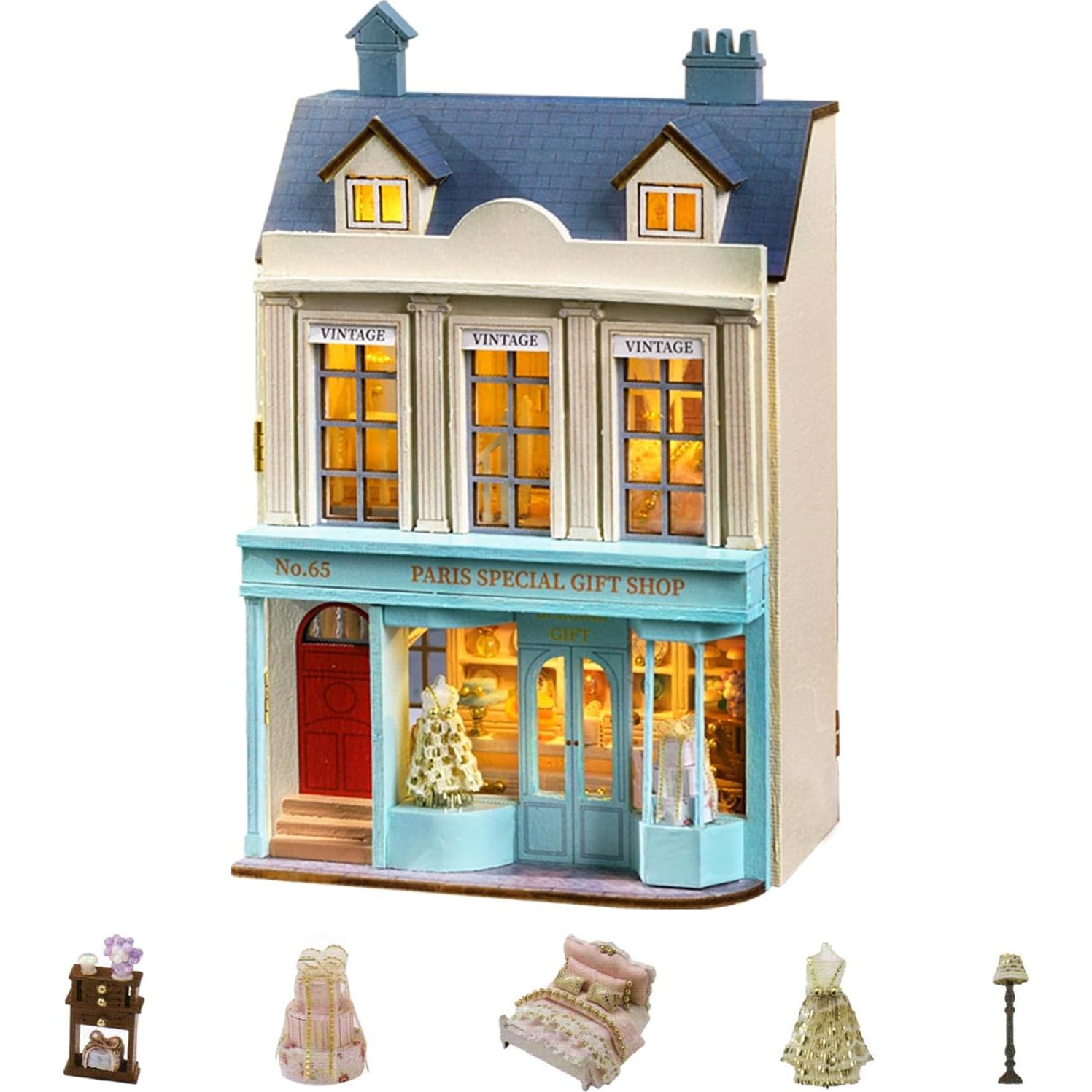 Casa de Muñecas Flever DIY con Muebles 8,89x5,84x13,46cm