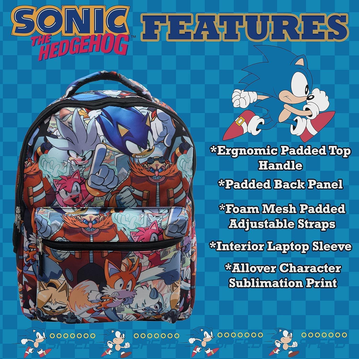 Mochila Sonic The Hedgehog 40cm Escolar Unisex Duradera