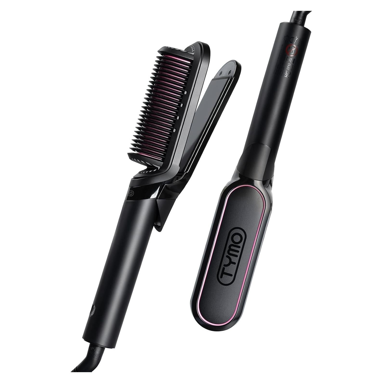 Cepillo Alisador TYMO 2 en 1, 200M Iones, Doble Voltaje, Antifrizz