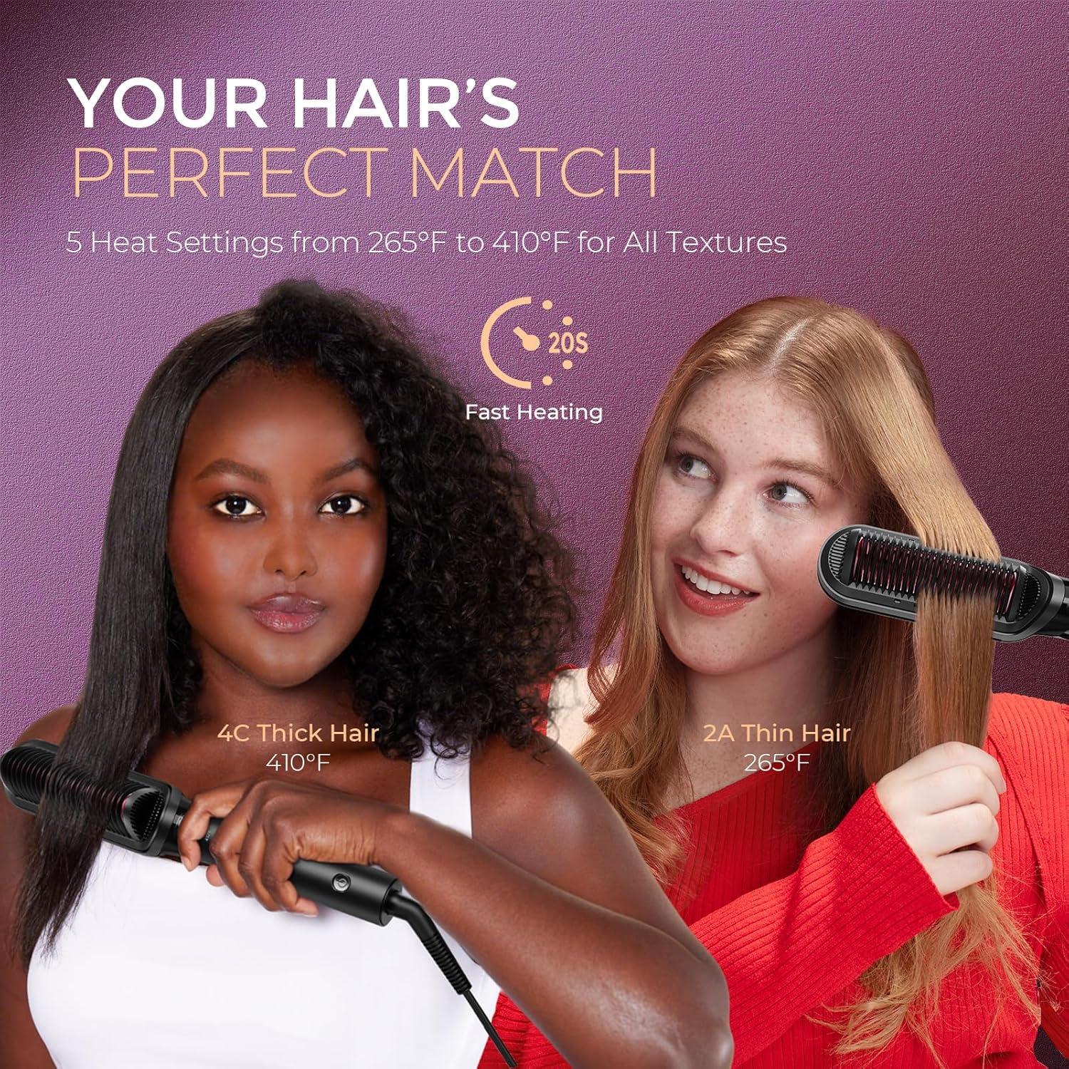 Cepillo Alisador TYMO 2 en 1, 200M Iones, Doble Voltaje, Antifrizz