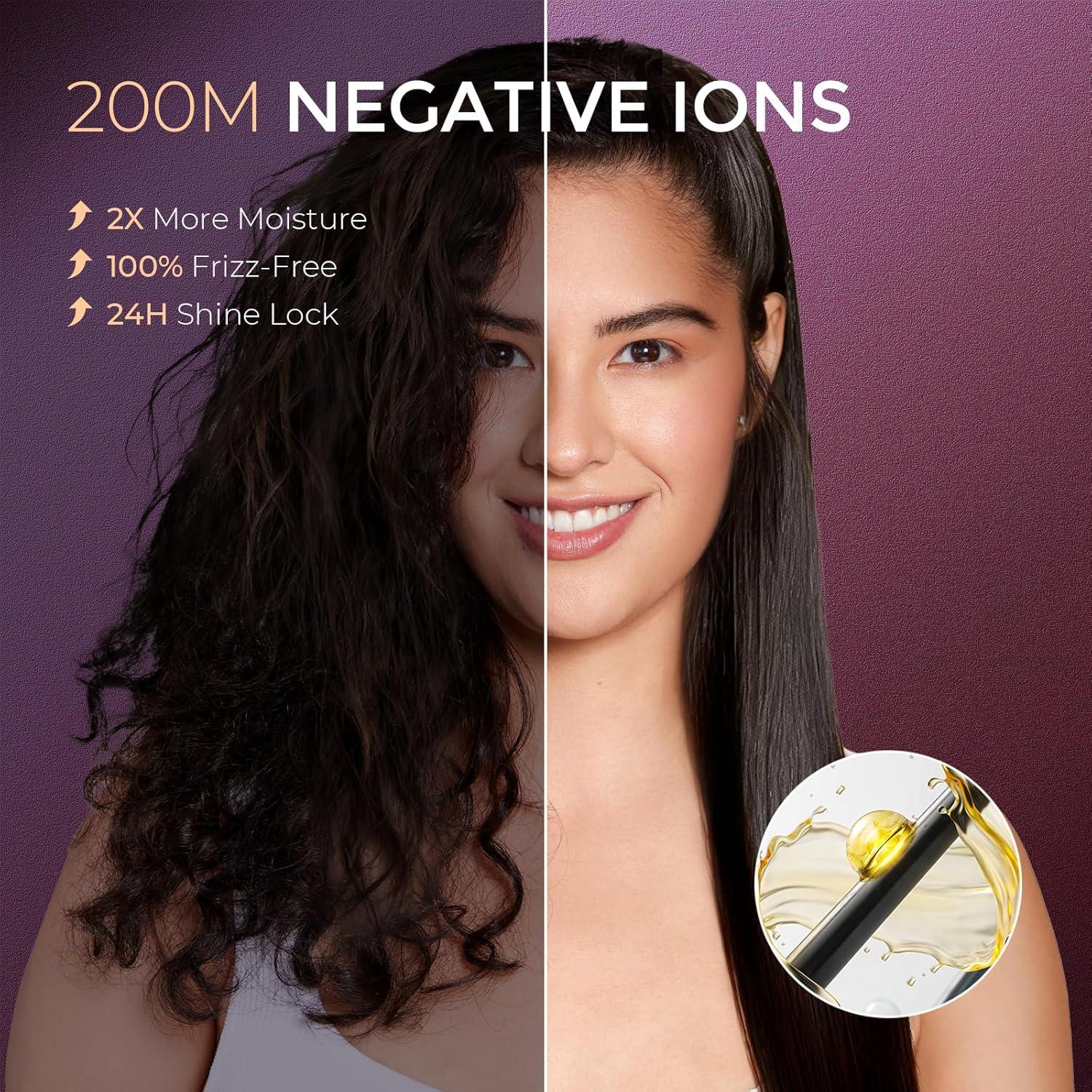 Cepillo Alisador TYMO 2 en 1, 200M Iones, Doble Voltaje, Antifrizz