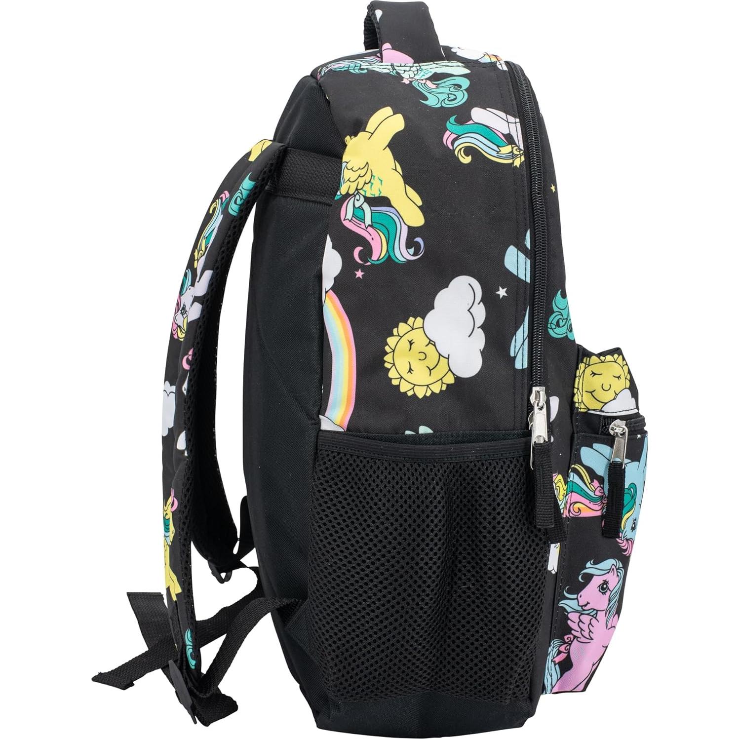 Mochila Escolar Pitufos 16" Negra con Bolsillo Frontal