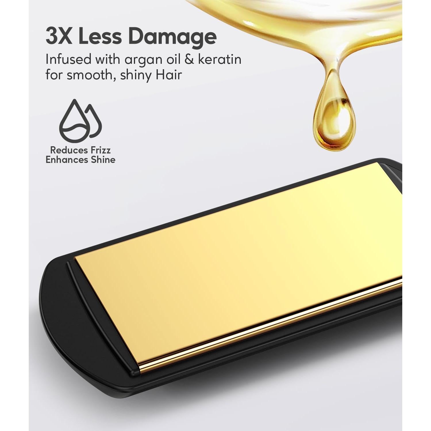 Plancha de Pelo Portátil FARERY FA018 1.5" Cerámica Aceite Argán