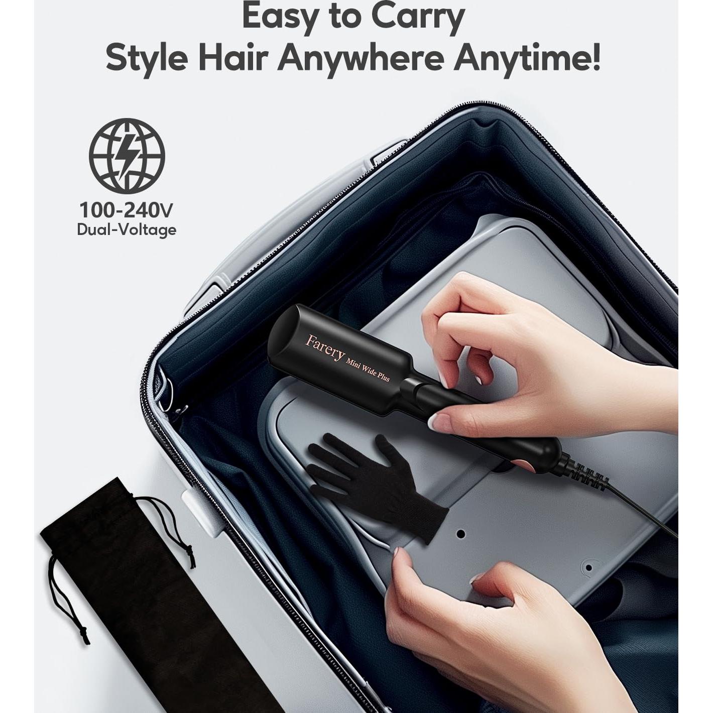 Plancha de Pelo Portátil FARERY FA018 1.5" Cerámica Aceite Argán