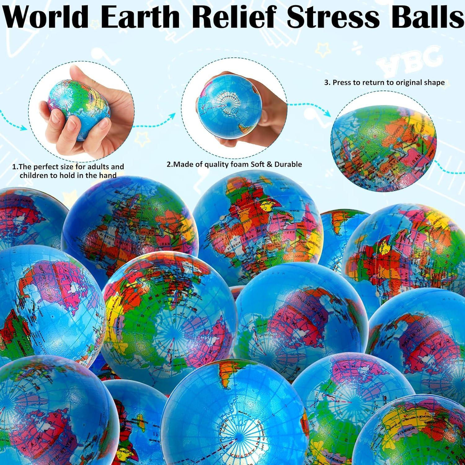 60 Pelotas de Estrés Globo Terráqueo Oleitodh 6.3 cm