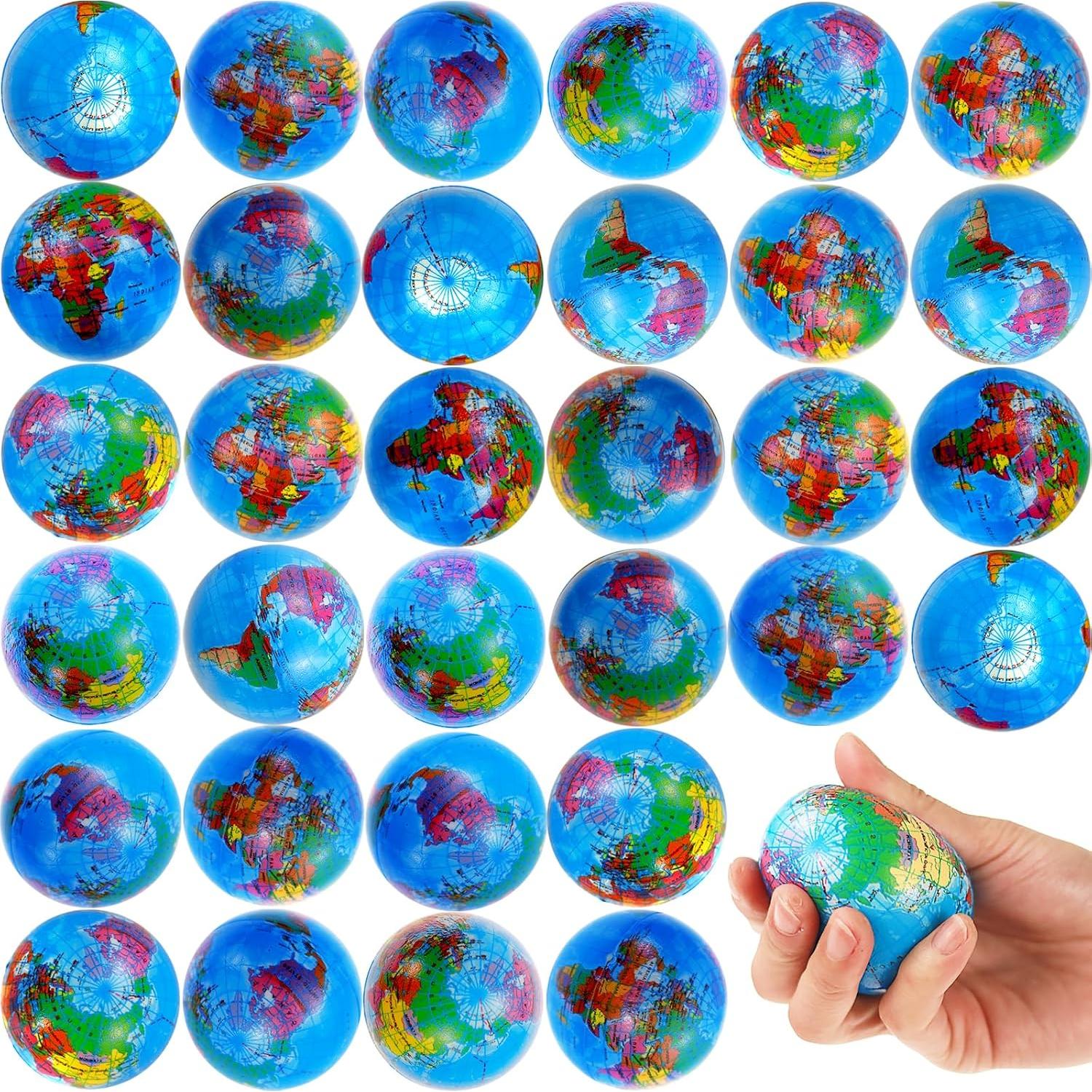 60 Pelotas de Estrés Globo Terráqueo Oleitodh 6.3 cm