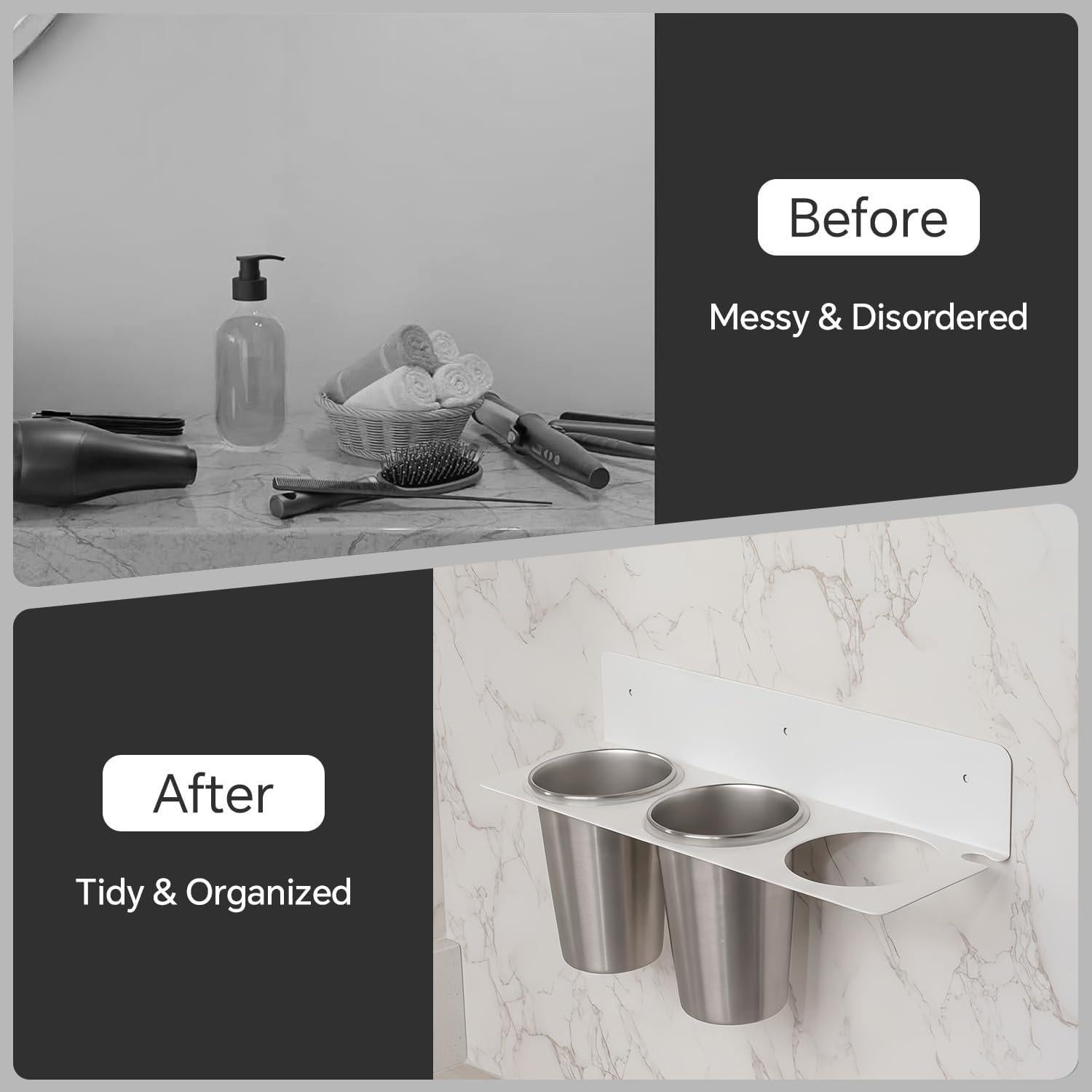 Organizador de Herramientas para el Cabello BANJEKT Blanco 2 Tazas