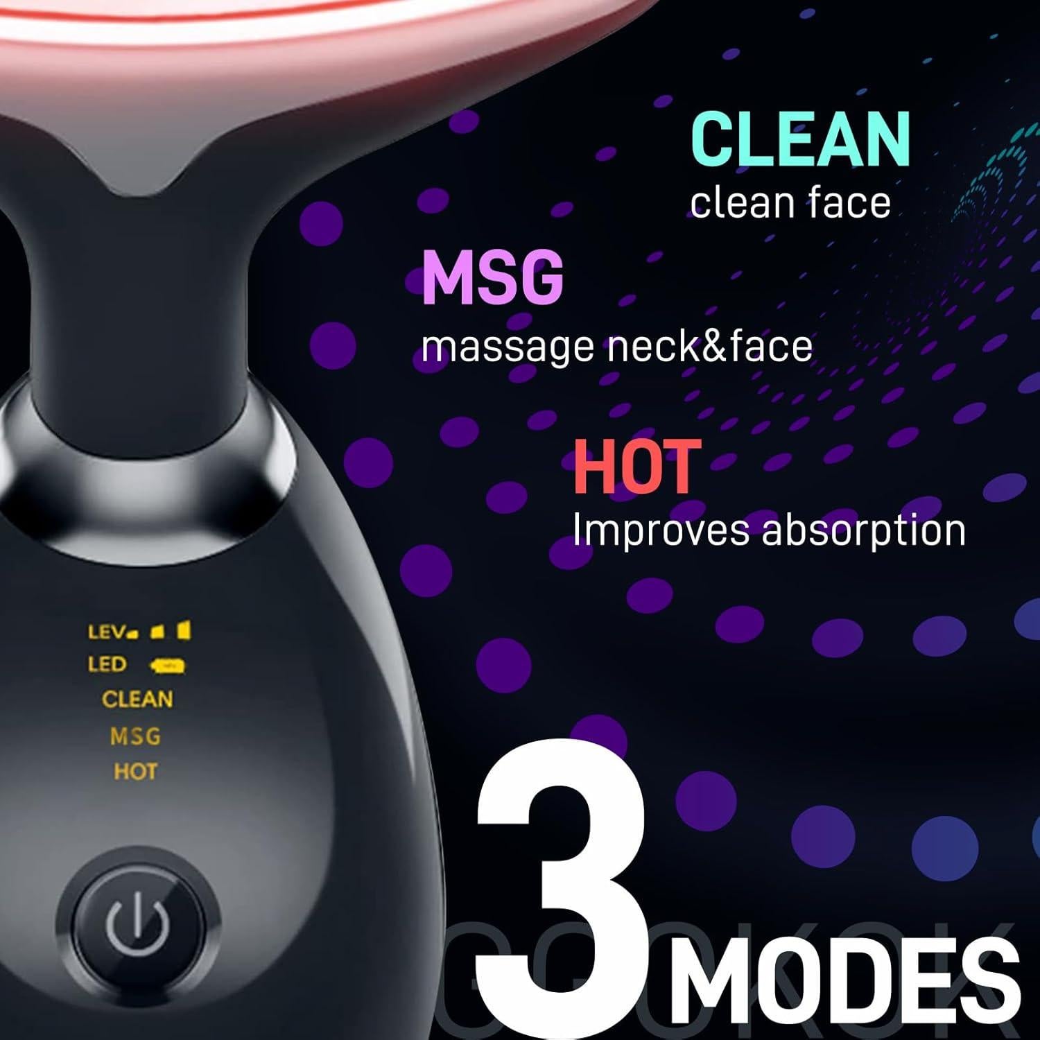 Masajeador Facial LED Rurolo ES-1081 - 7 Colores, Compacto