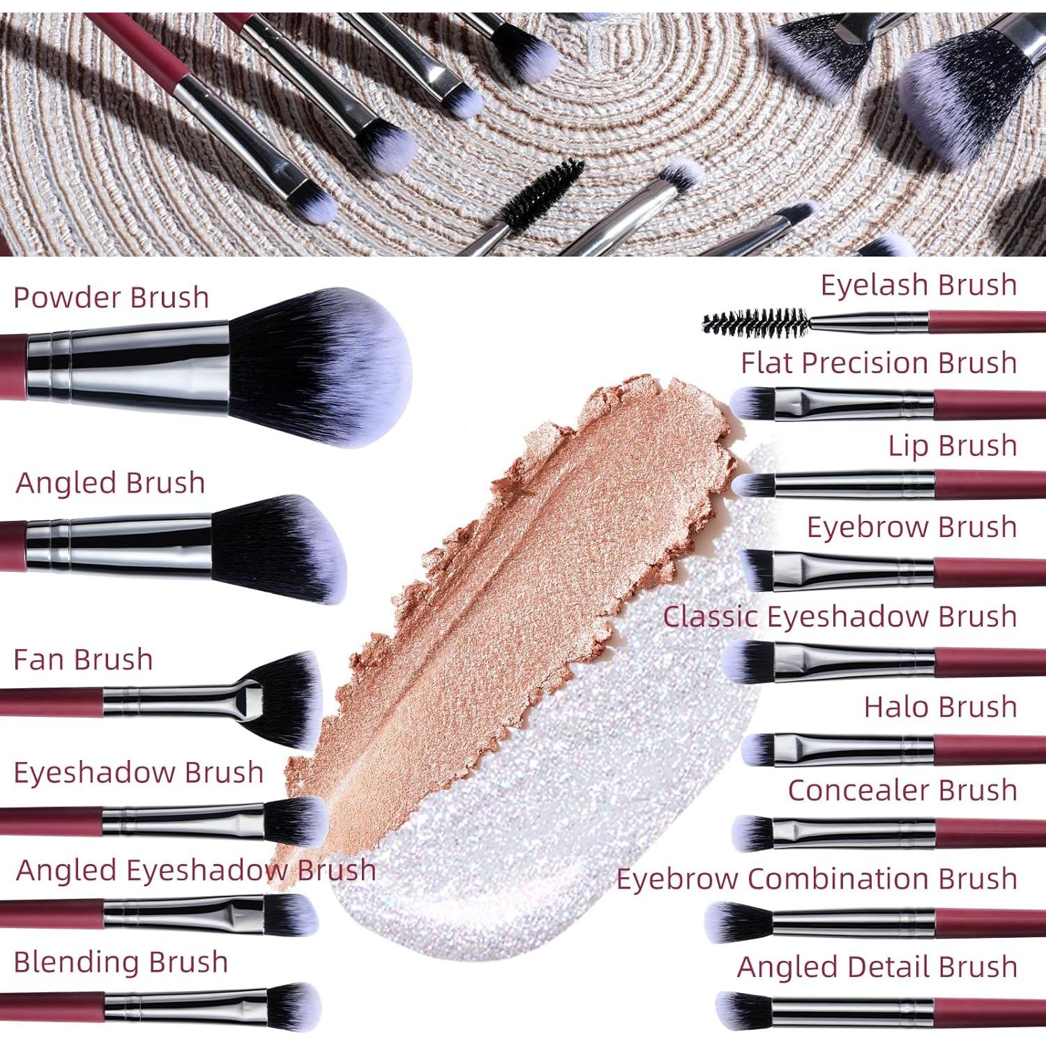 Set de 15 Pinceles de Maquillaje BS-MALL - Multiusos y Viaje