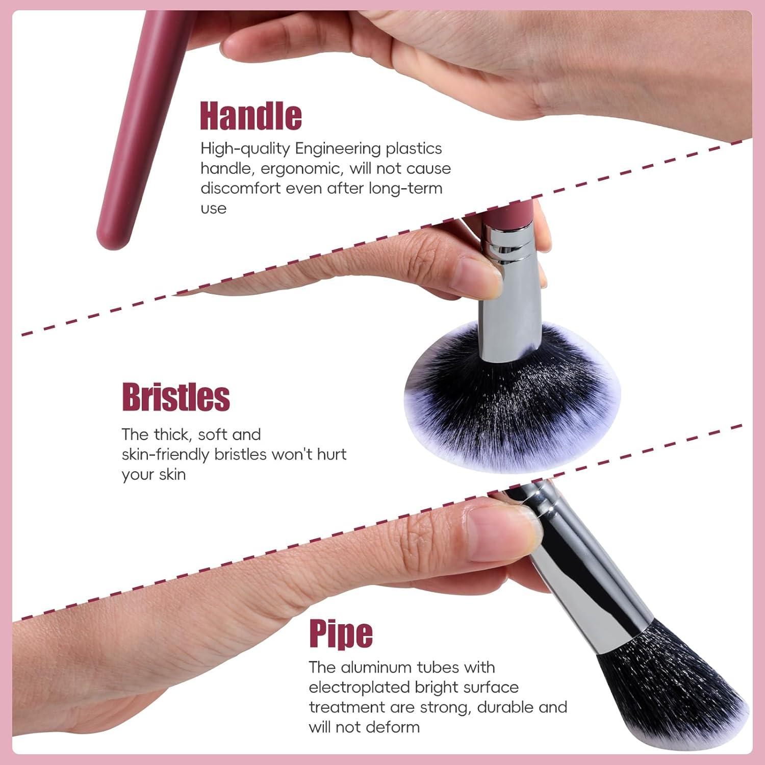 Set de 15 Pinceles de Maquillaje BS-MALL - Multiusos y Viaje