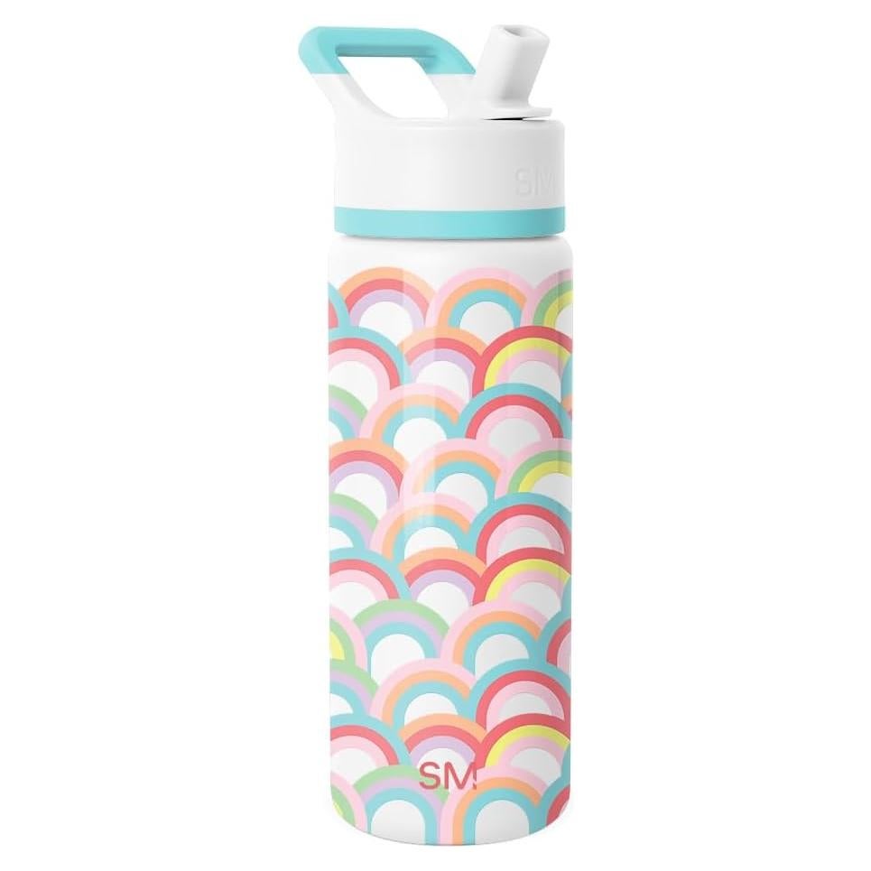 Botella de Agua Aislada Simple Modern 532 ml Tapa Pajita Arcoíris