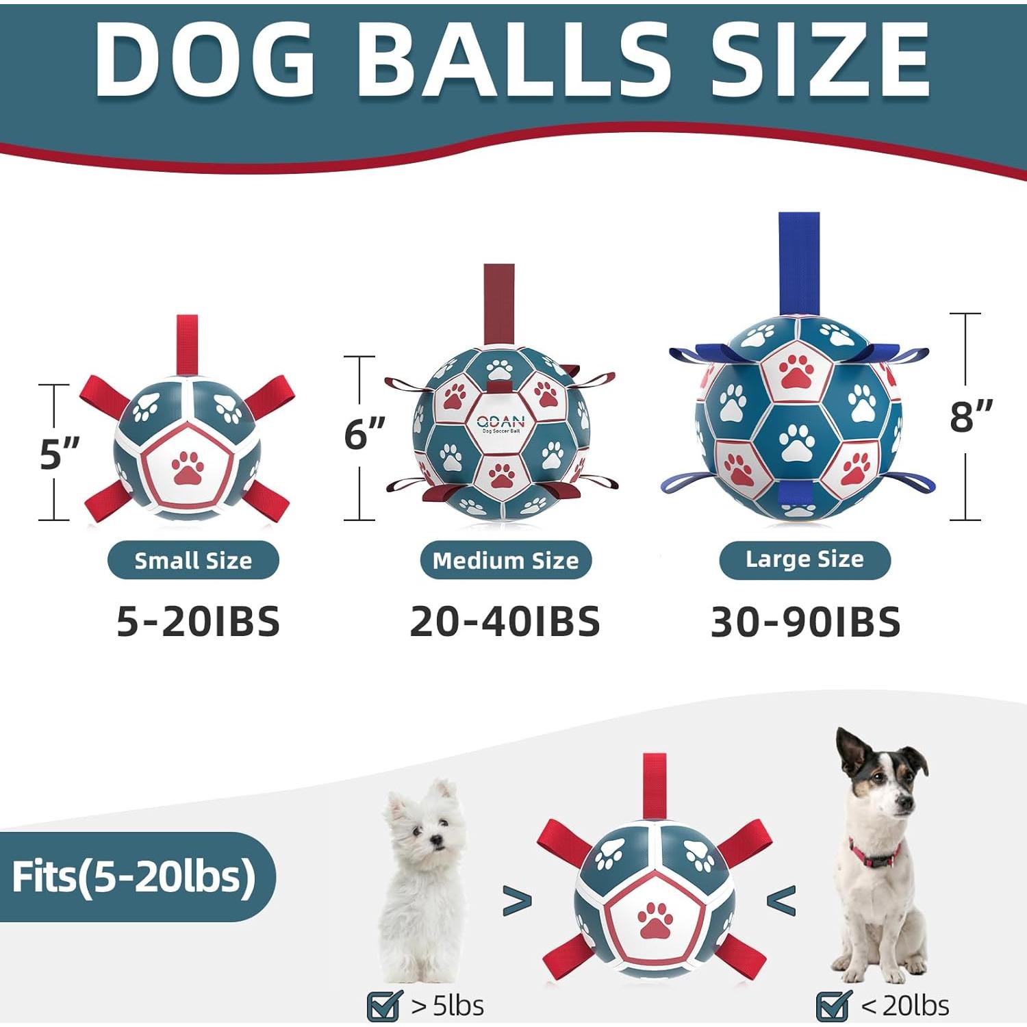 QDAN Balón de Fútbol para Perros Pequeños - Azul Rojo 12,7 cm