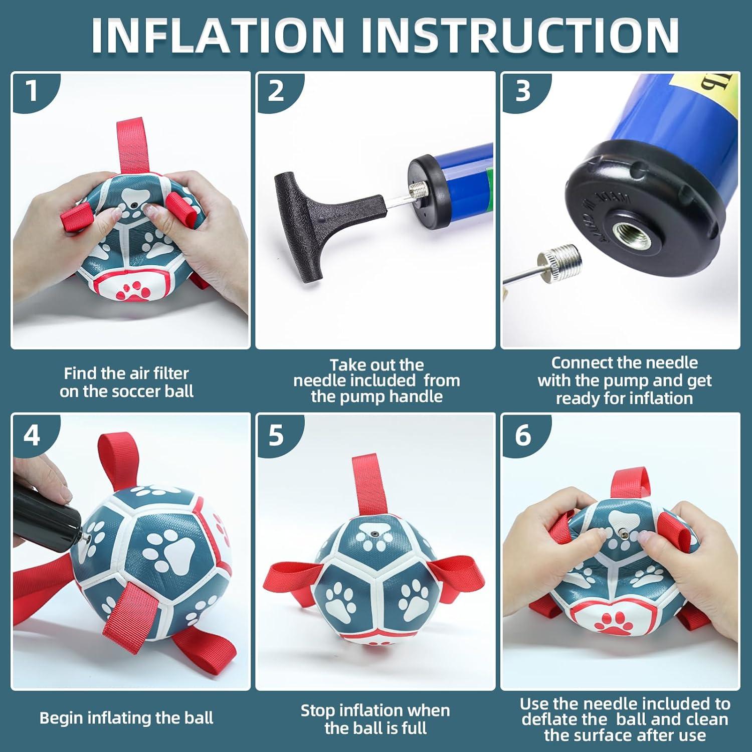 QDAN Balón de Fútbol para Perros Pequeños - Azul Rojo 12,7 cm