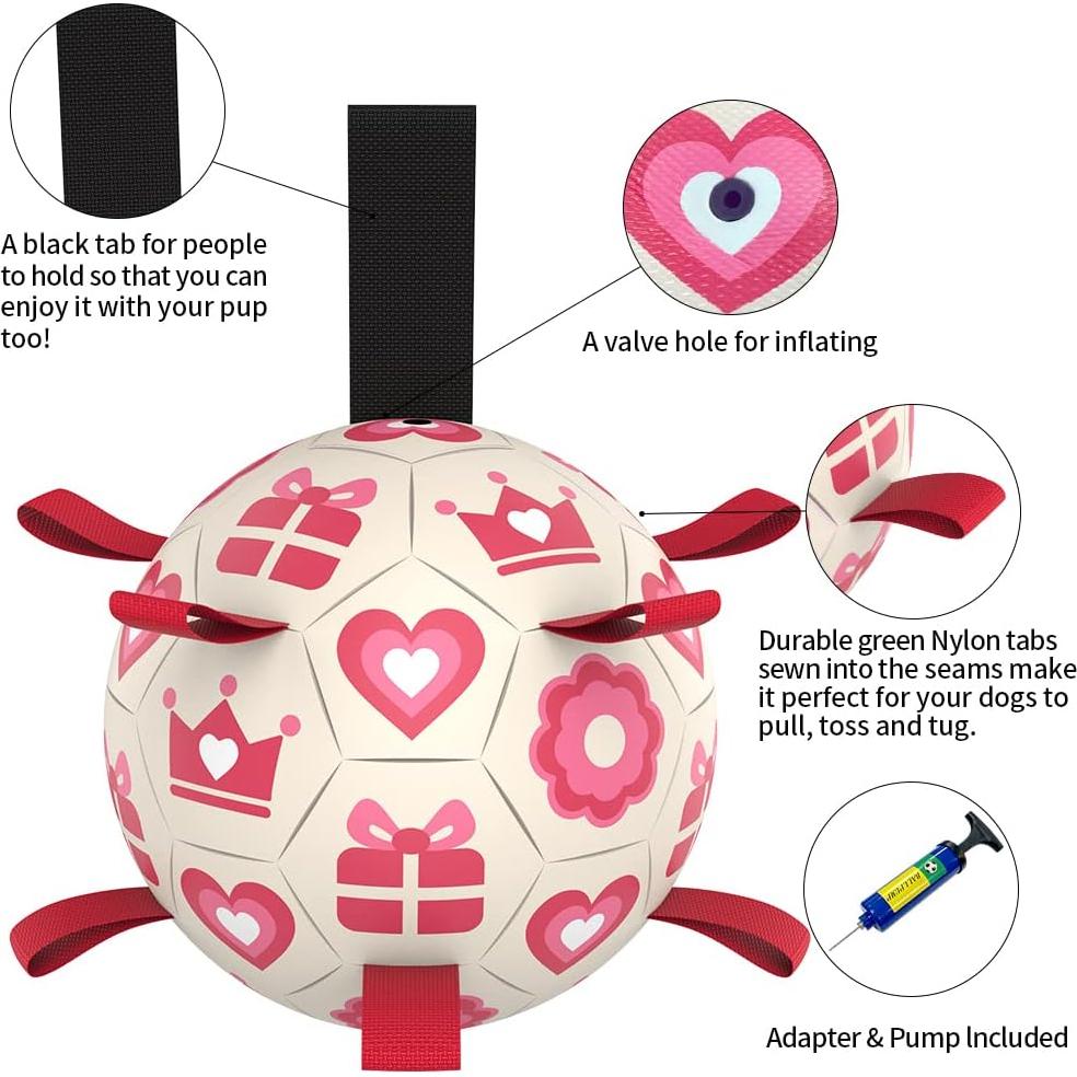 Pelota de Fútbol QDAN Rosa para Perros Medianos y Grandes