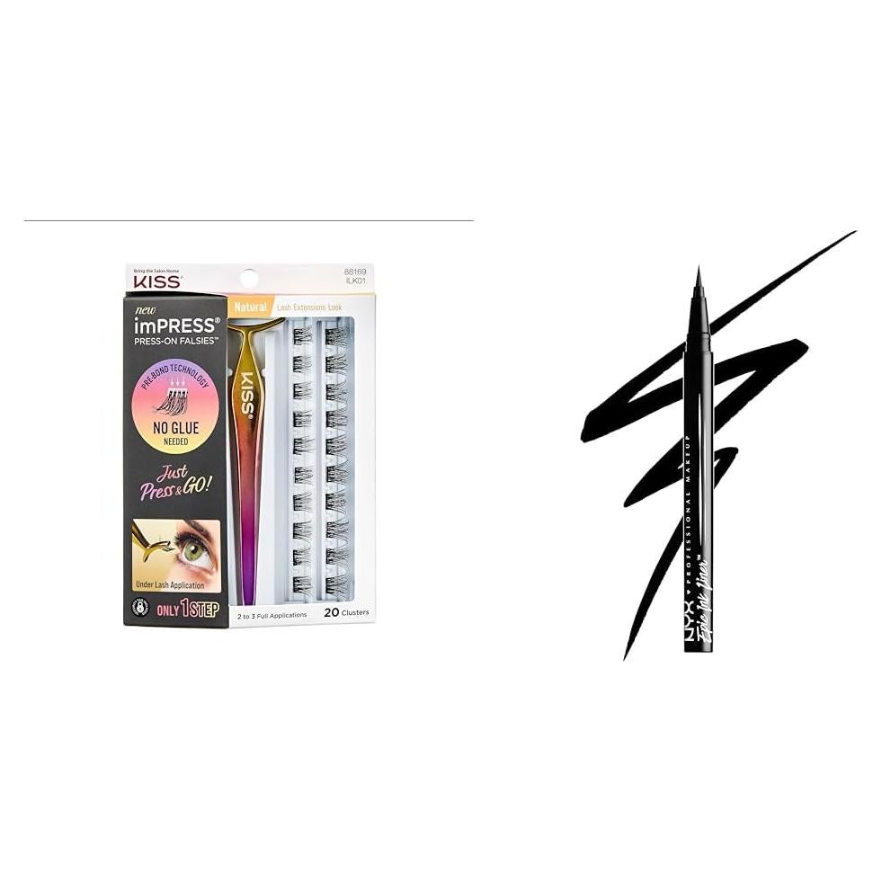 Kit Pestañas Postizas KISS imPRESS + Delineador NYX Epic Ink