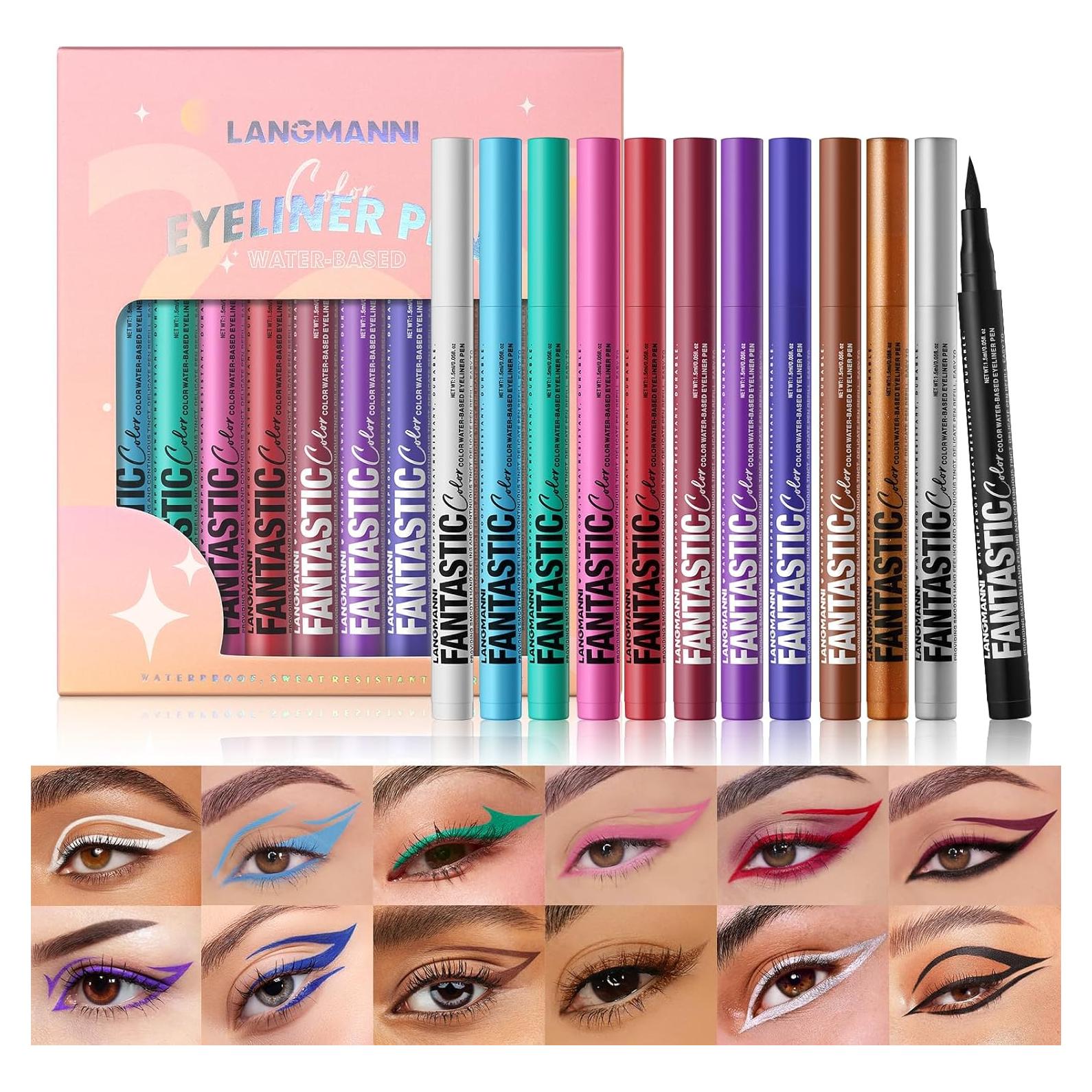 Set de Delineadores Líquidos Mate Langmanni 12 Colores Neón