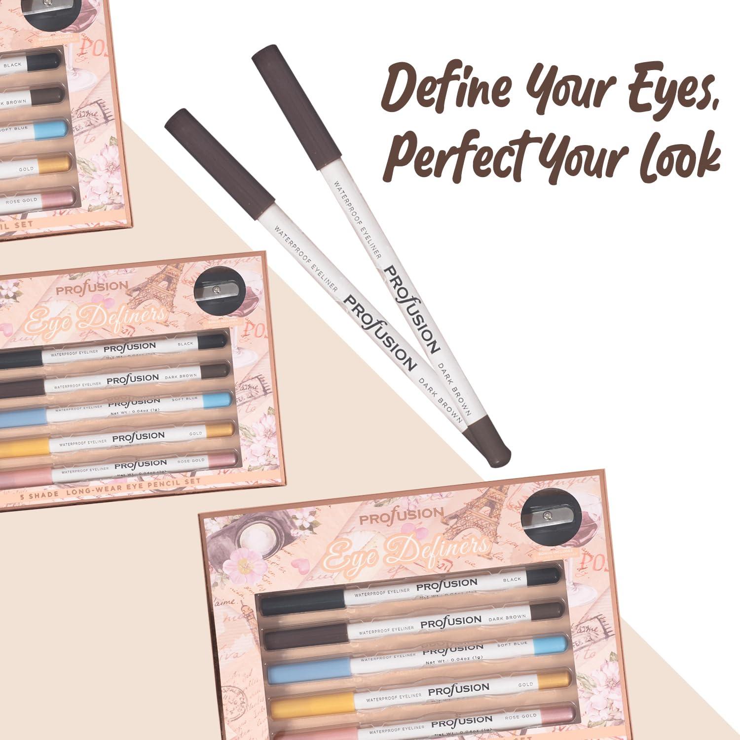 Juego de Lápices para Ojos Profusion Cosmetics 5 Piezas