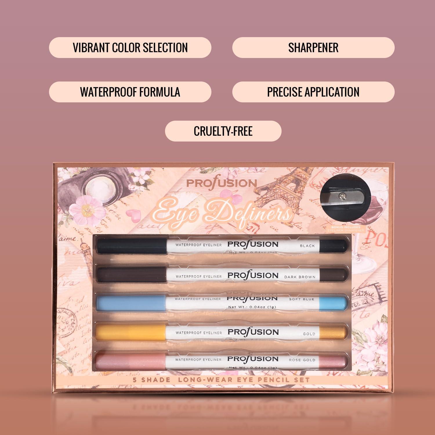 Juego de Lápices para Ojos Profusion Cosmetics 5 Piezas
