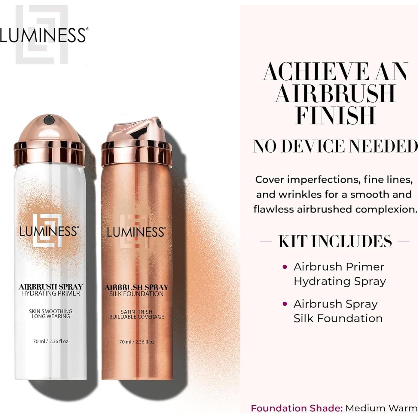 LUMINESS Kit Spray de Base de Seda y Primer Hidratante - Tono Medio Cálido