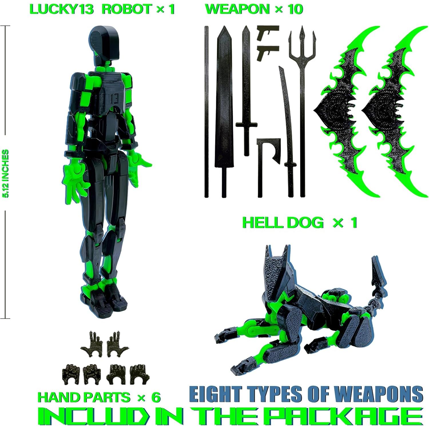 Conjunto de Figuras de Acción T13 Uodofy Modular 3D Negro Verde