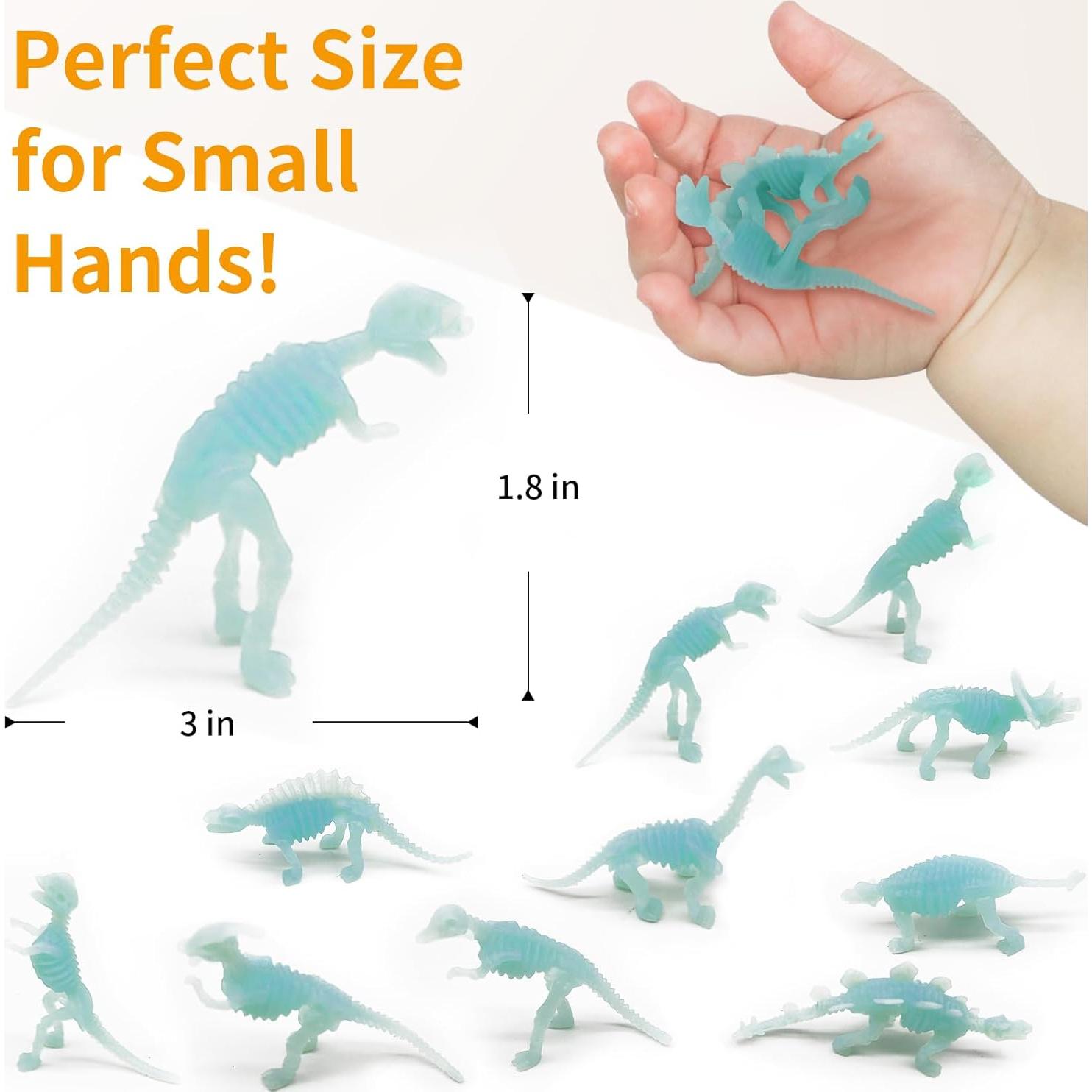 HAPTIME 12 Figuras de Dinosaurios Brillantes - Juguetes para Niños