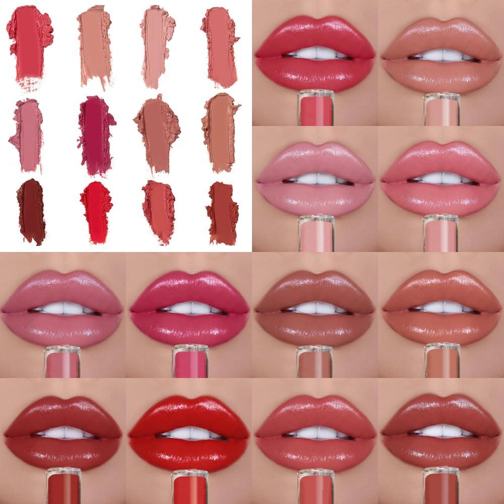 Barra de Labios Hidratante Poouty 12 Colores Larga Duración
