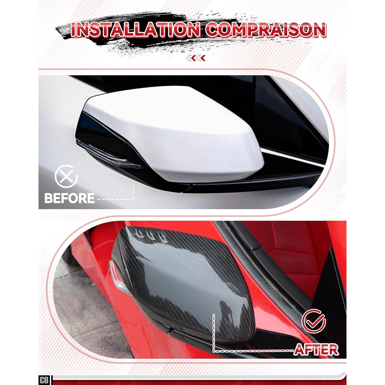 Cubiertas de Espejo de Fibra de Carbono etesan C1653 para Corvette C8 2020-2025