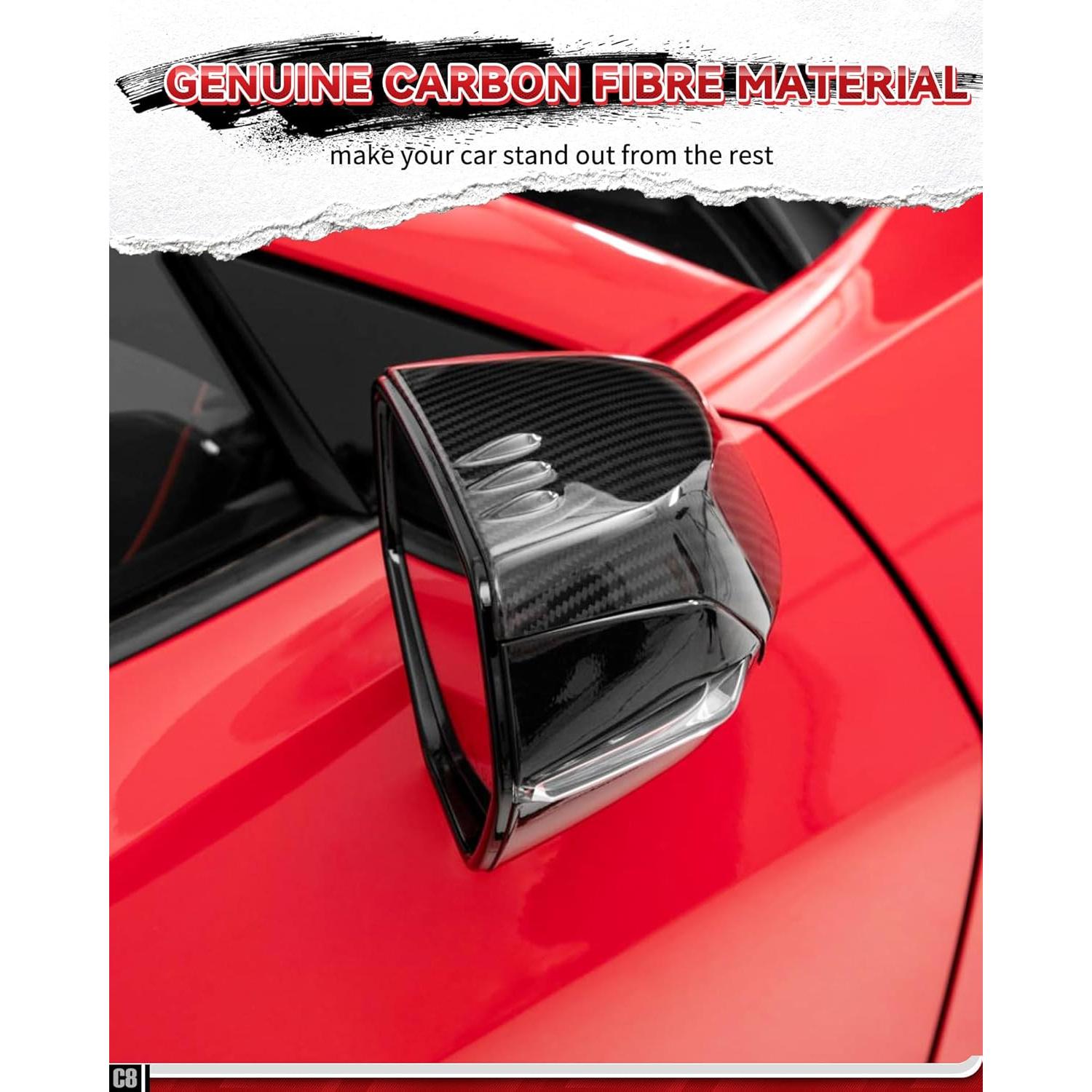 Cubiertas de Espejo de Fibra de Carbono etesan C1653 para Corvette C8 2020-2025