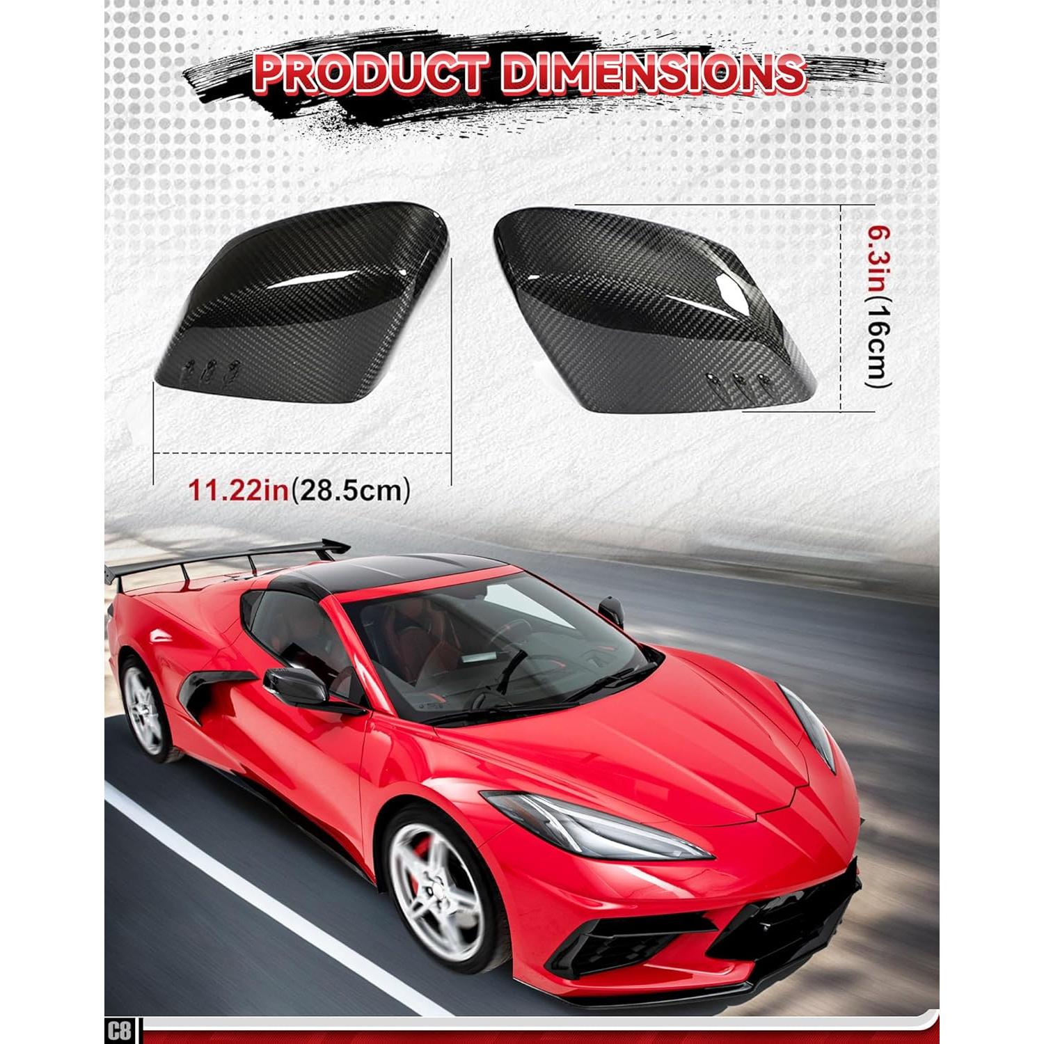 Cubiertas de Espejo de Fibra de Carbono etesan C1653 para Corvette C8 2020-2025