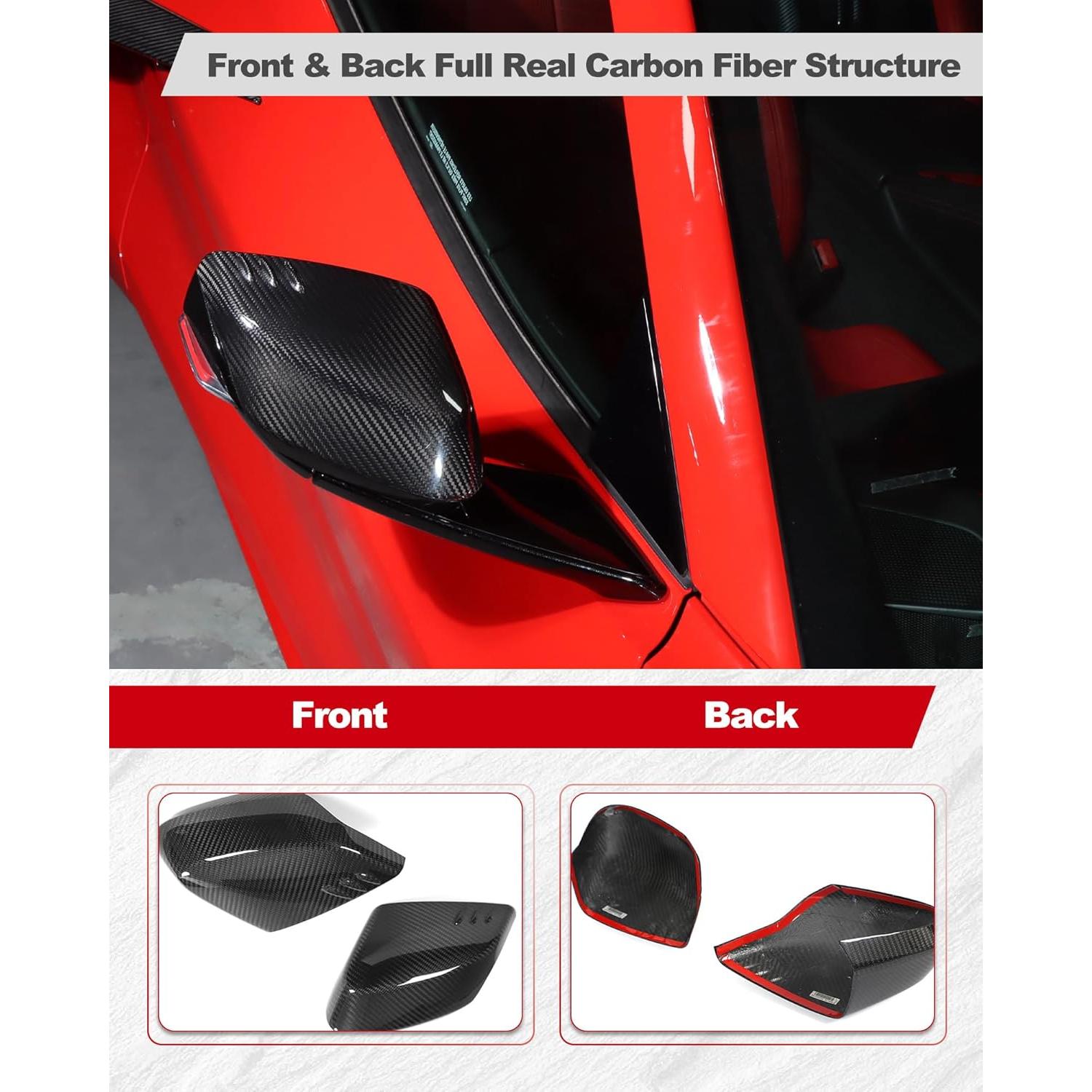 Cubiertas de Espejo de Fibra de Carbono etesan C1653 para Corvette C8 2020-2025